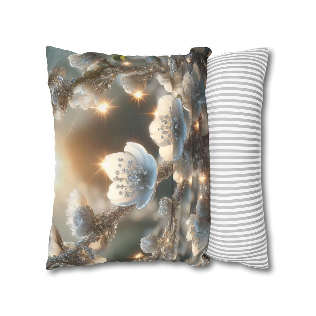 Silver, diamond flowers - Suede Square Pillowcase