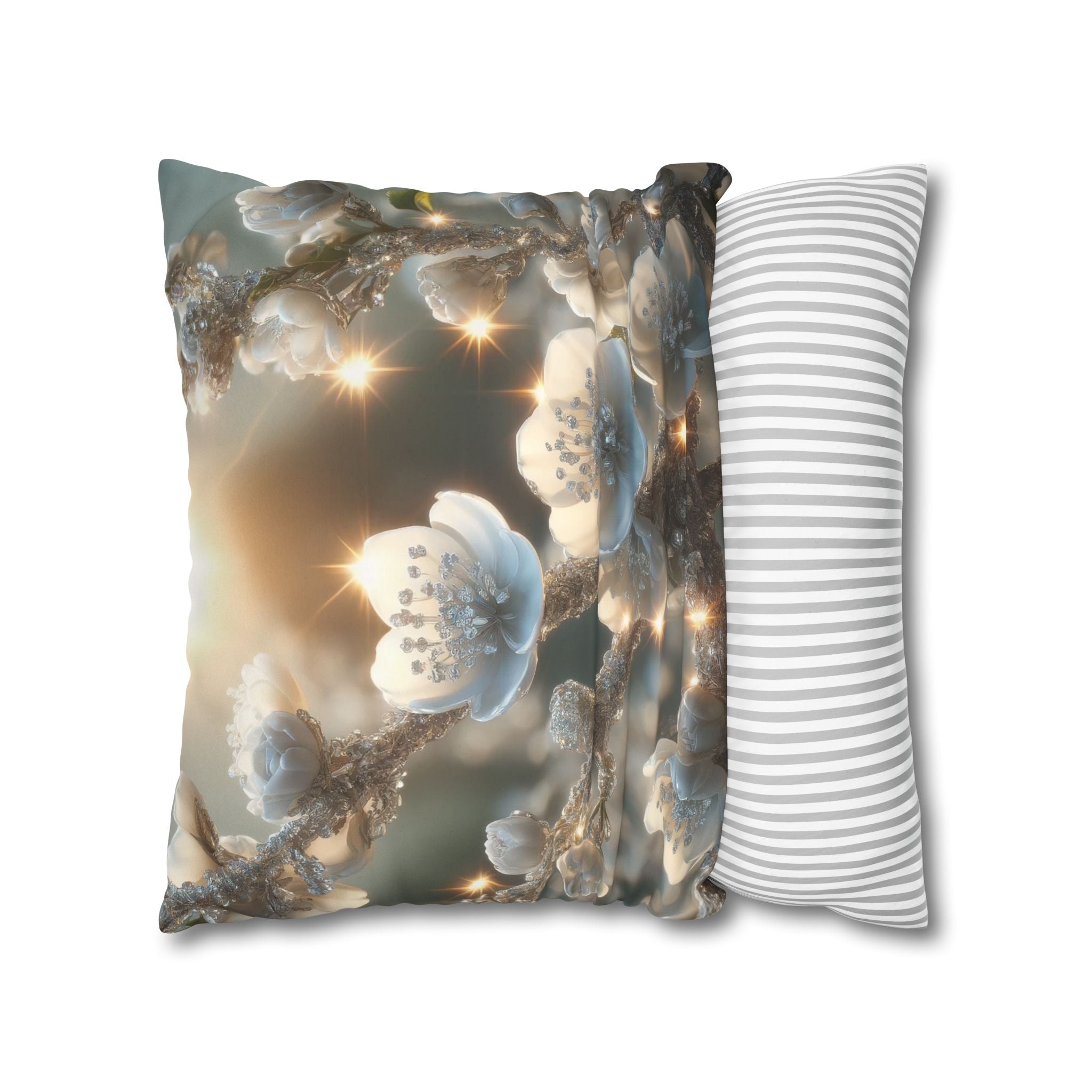Silver, diamond flowers - Suede Square Pillowcase