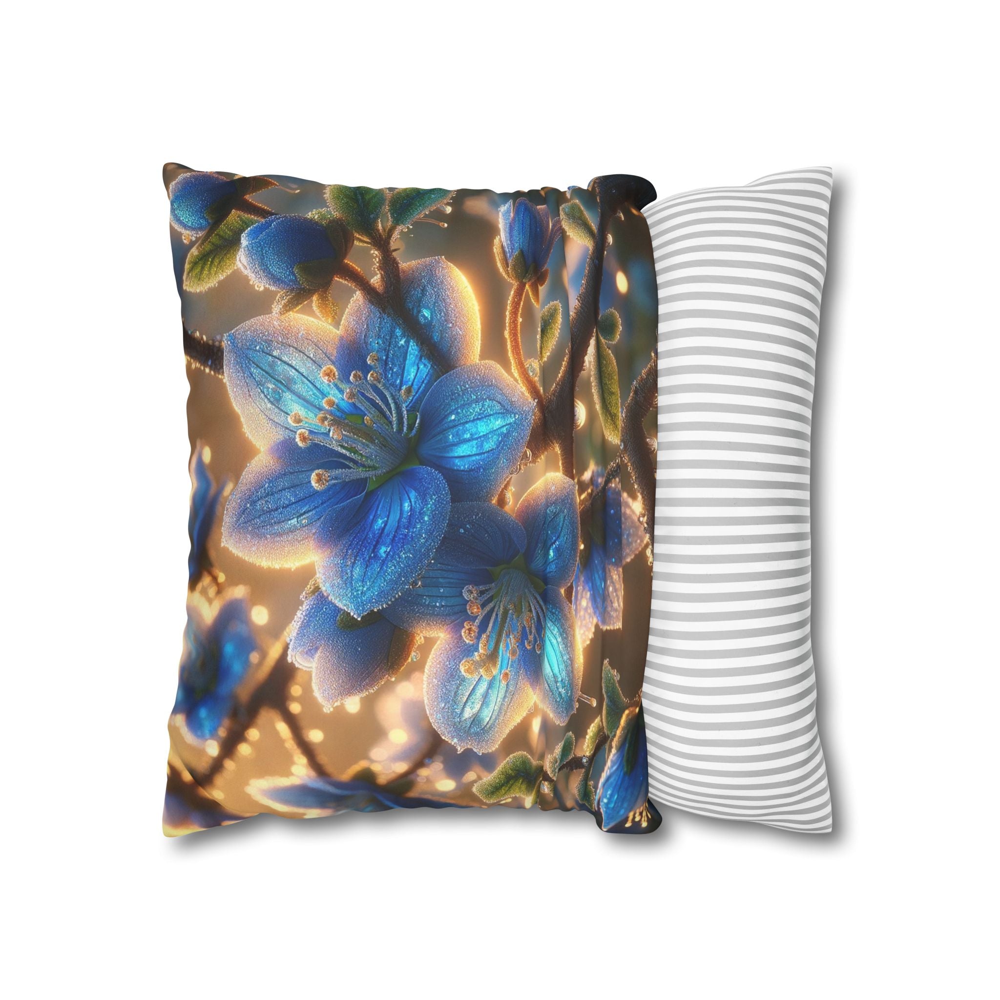 Large blue flowers  - Suede Square Pillowcase