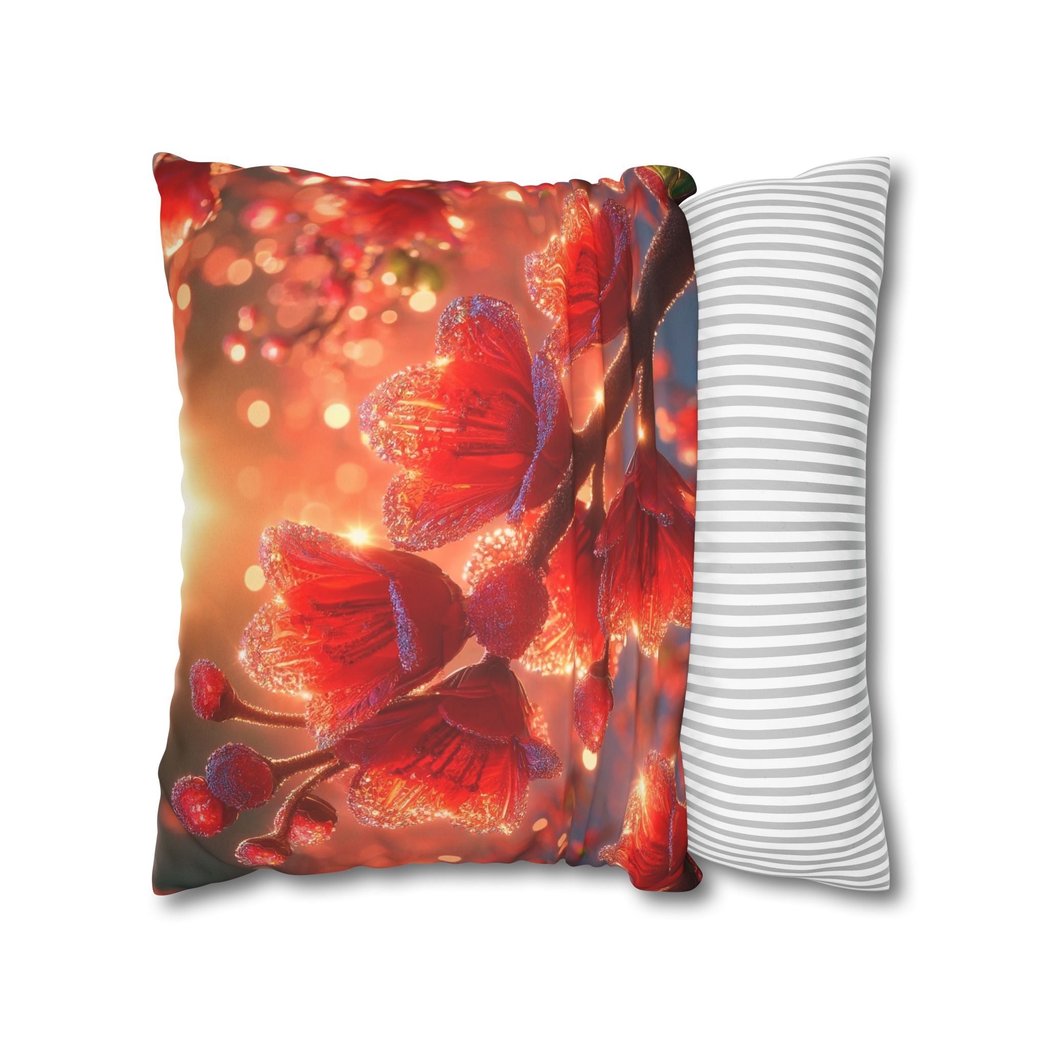 Red diamond flowers (in sunset) - Suede Square Pillowcase