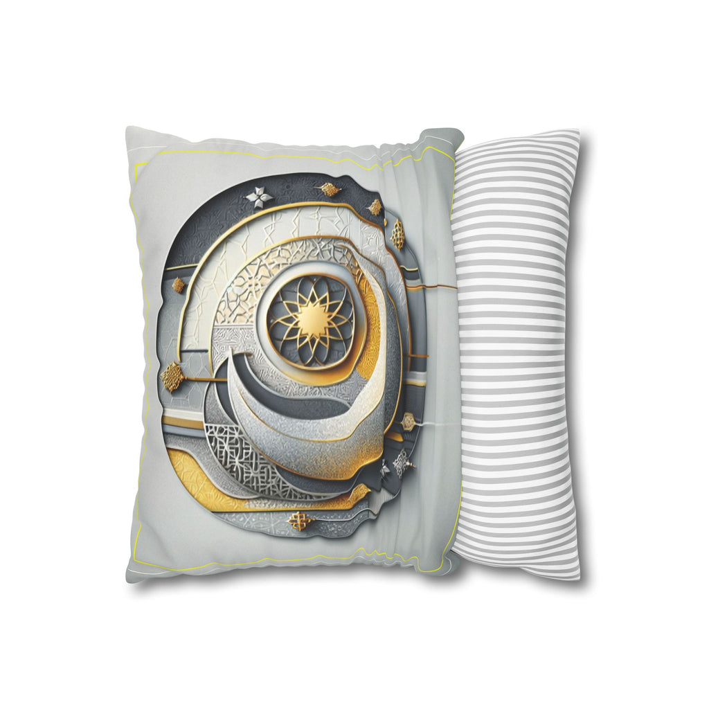 Islamic Art (gold, silver and grey) - Suede Square Pillowcase