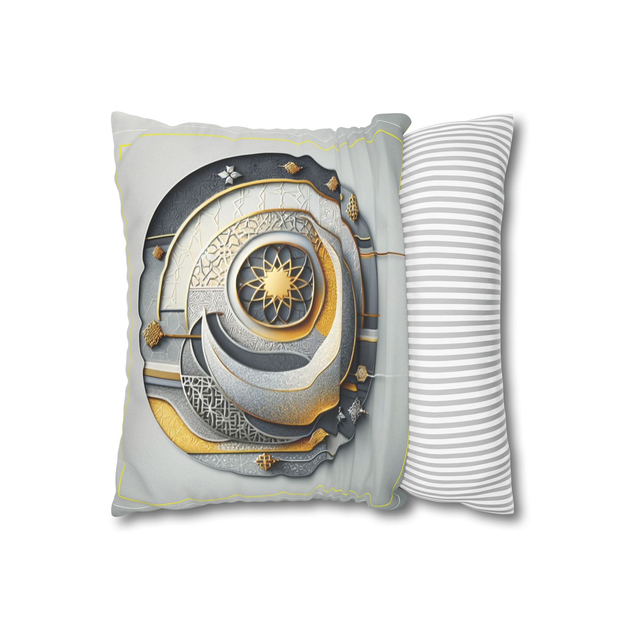 Islamic Art (gold, silver and grey) - Suede Square Pillowcase