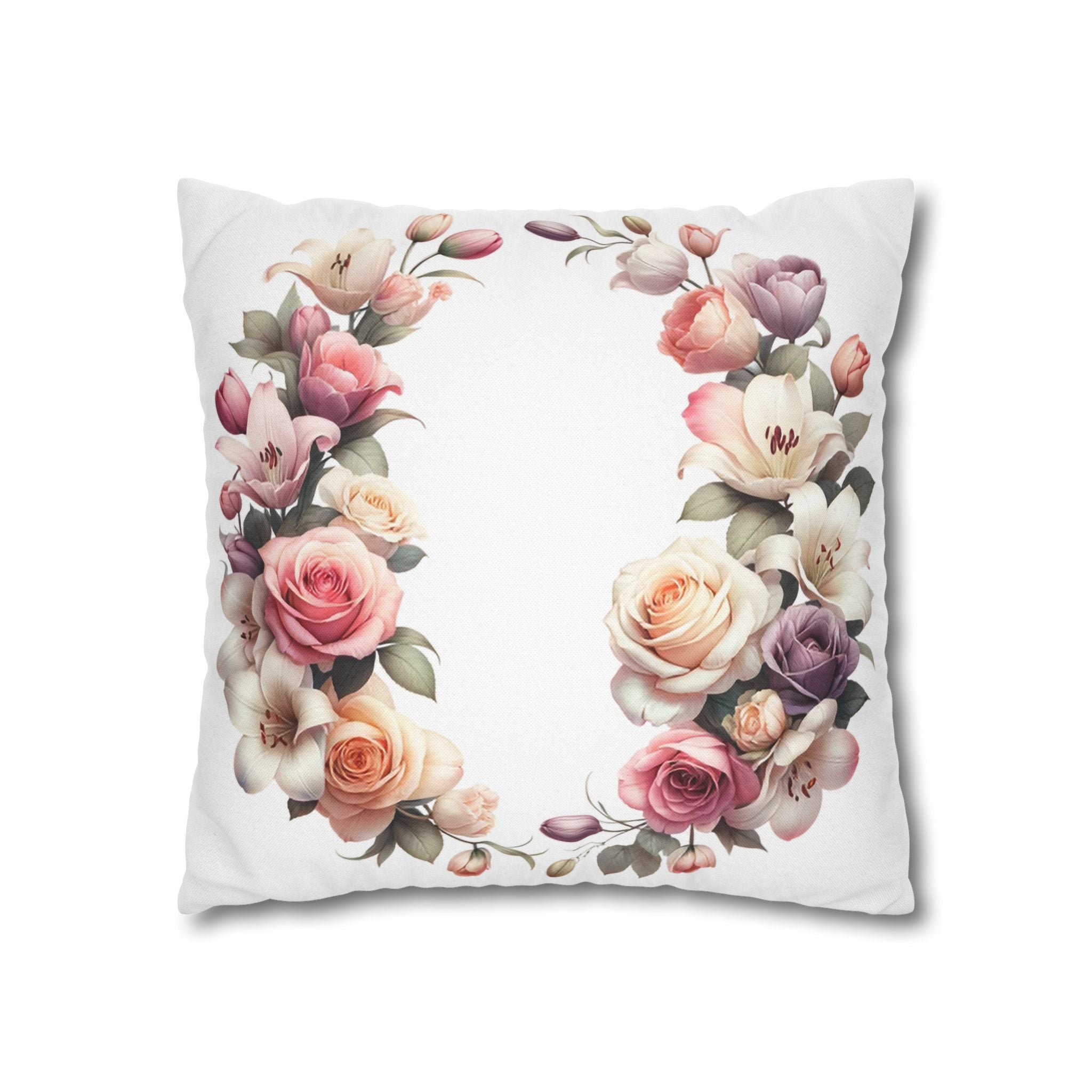 Roses on white background - Polyester Square Pillowcase