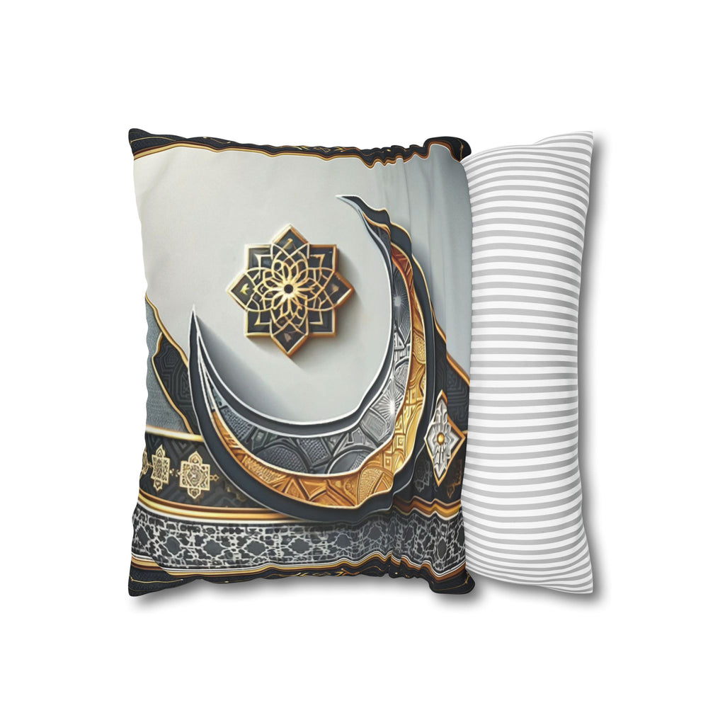 Islamic Art (gold & silver moon)) - Suede Square Pillowcase
