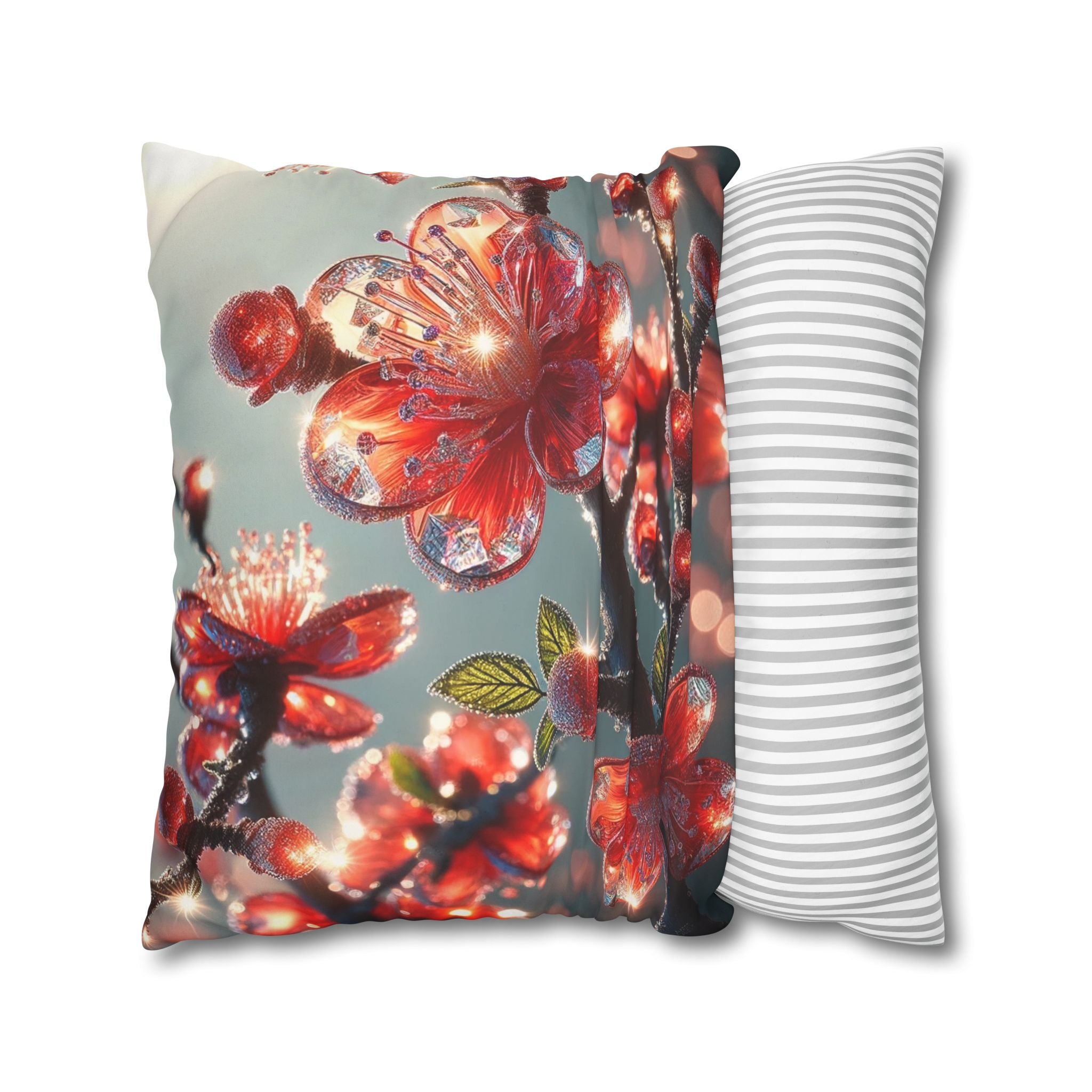 Red diamond flowers (at sunrise) - Suede Square Pillowcase