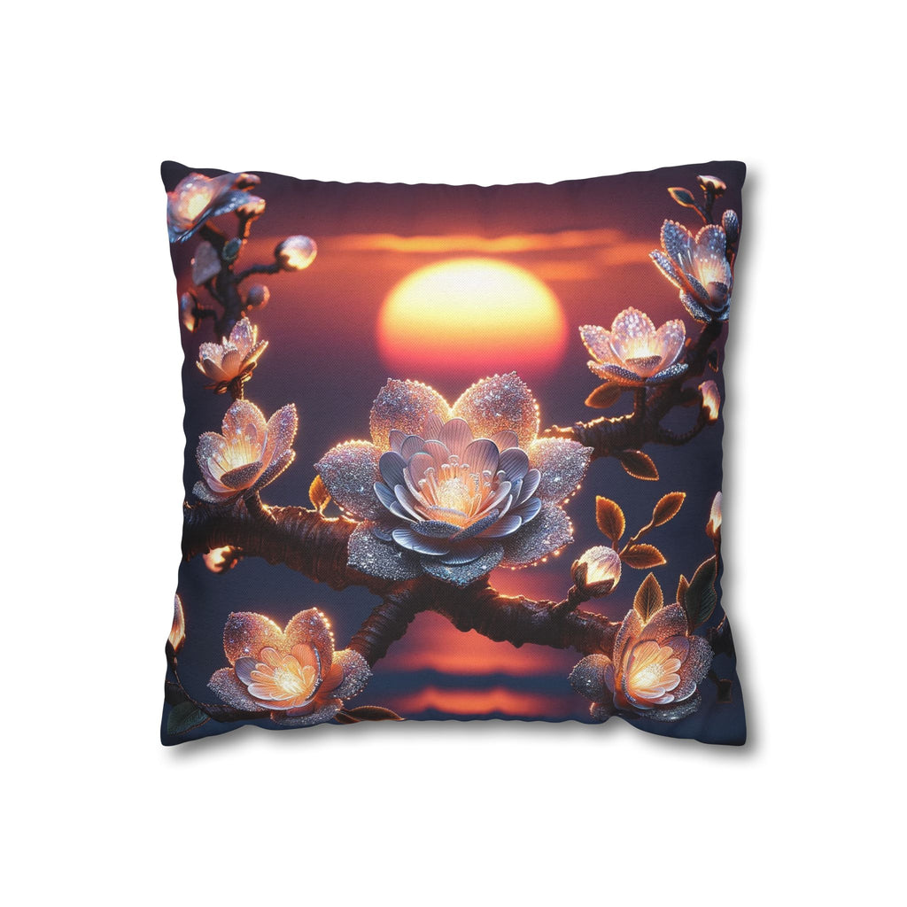 White flowers in the night - Polyester Square Pillowcase
