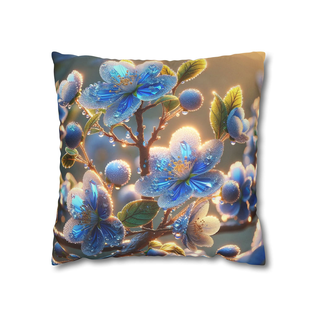 White-blue flowers - Suede Square Pillowcase