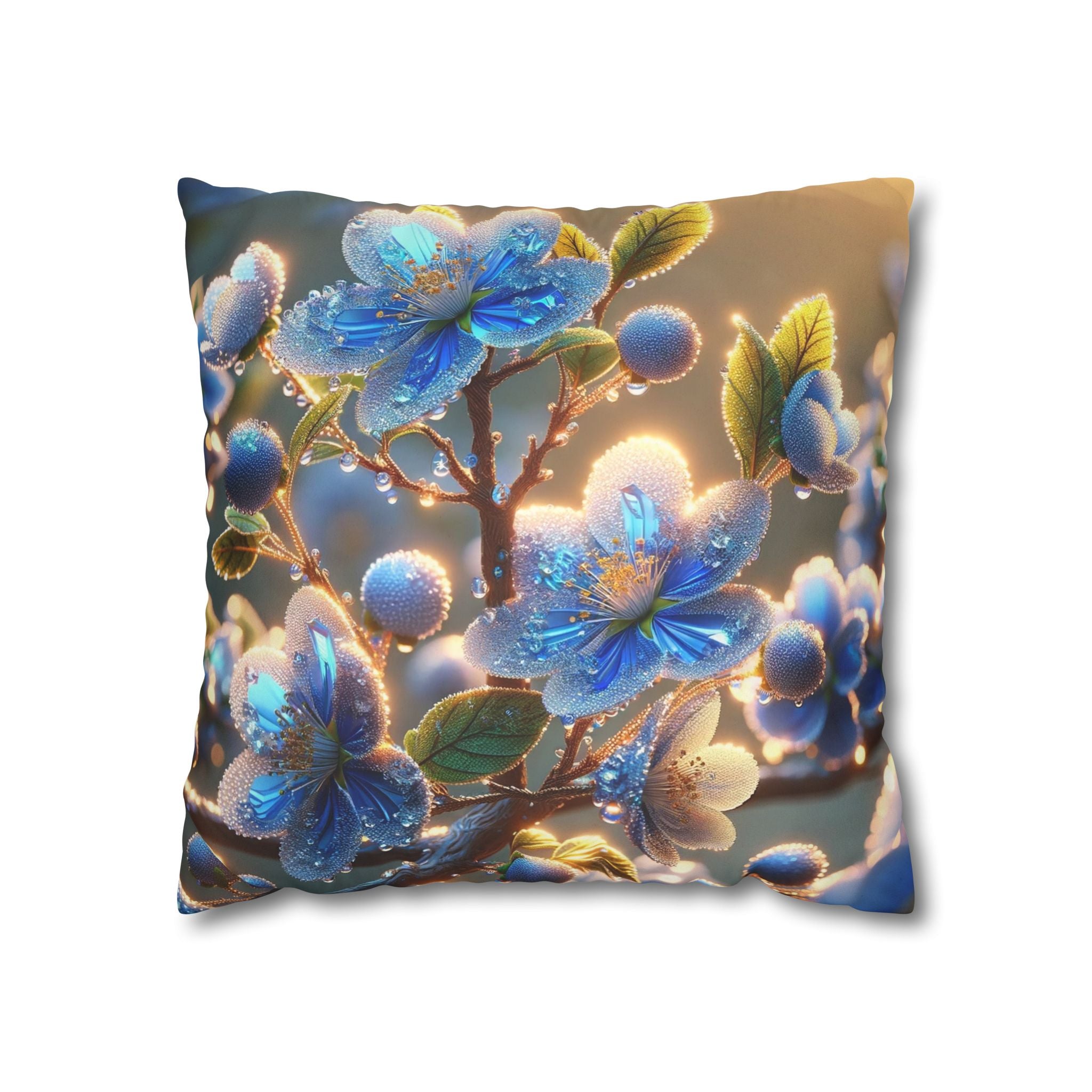 White-blue flowers - Suede Square Pillowcase