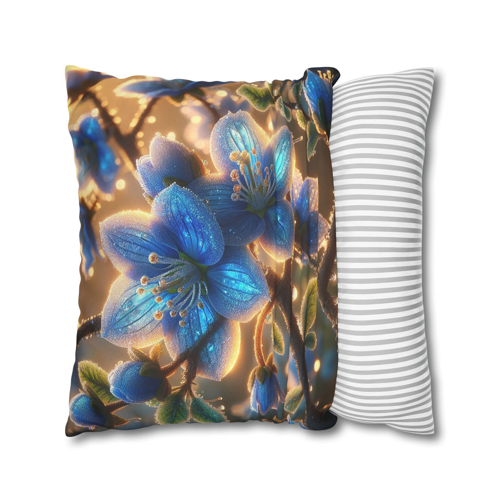 Large blue flowers  - Suede Square Pillowcase
