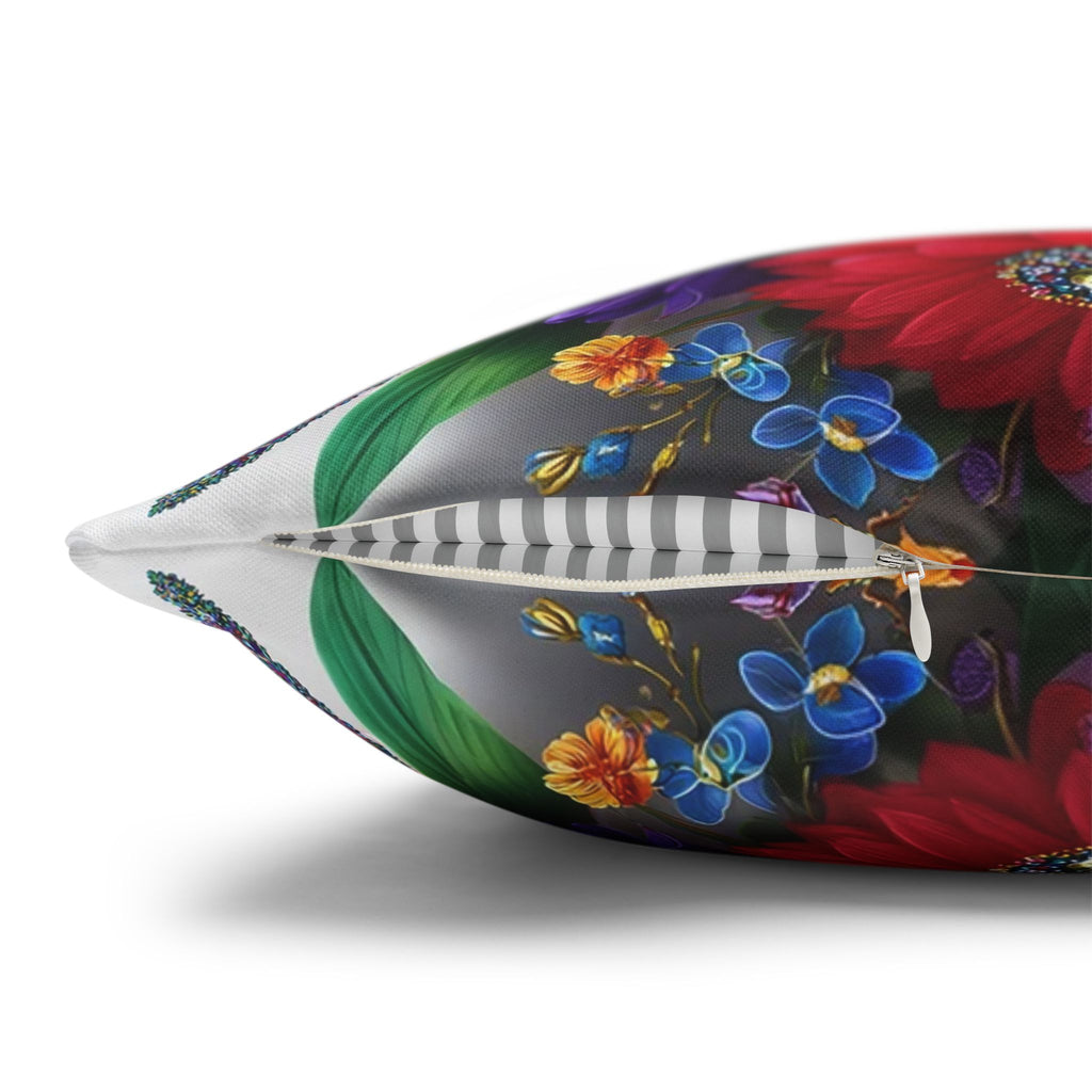 Colourful Bouquet (with diamonds) - Polyester Square Pillowcase