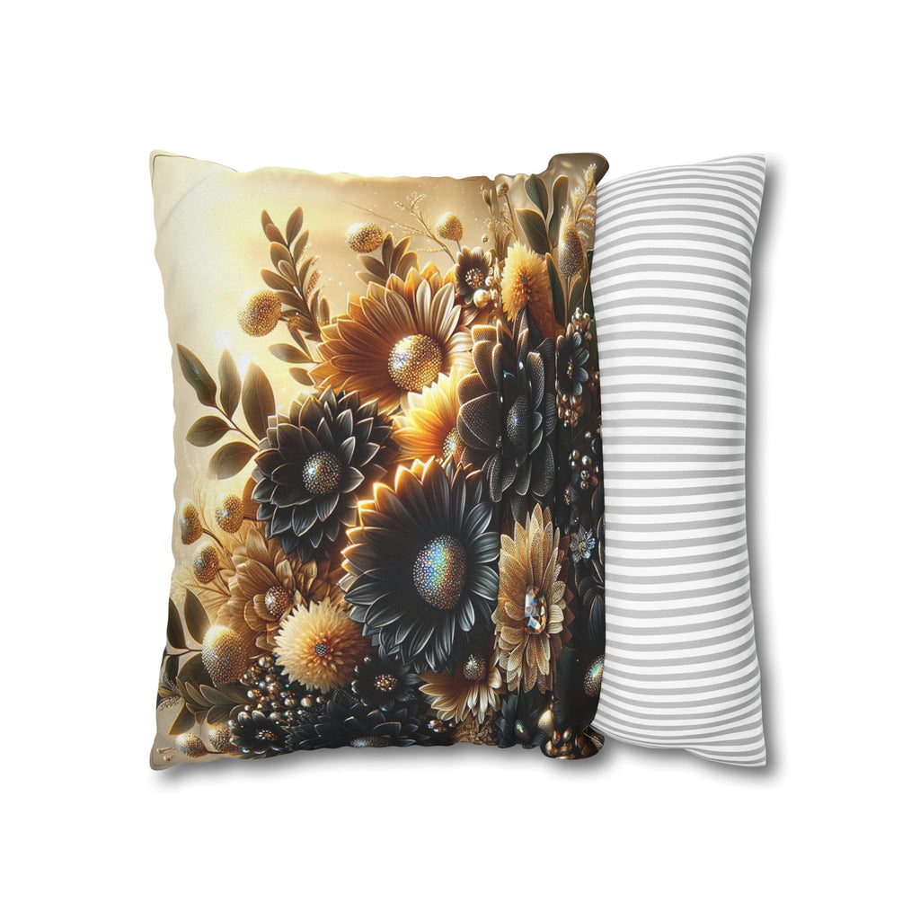 Black-golden Bouquet (2) - Polyester Square Pillowcase