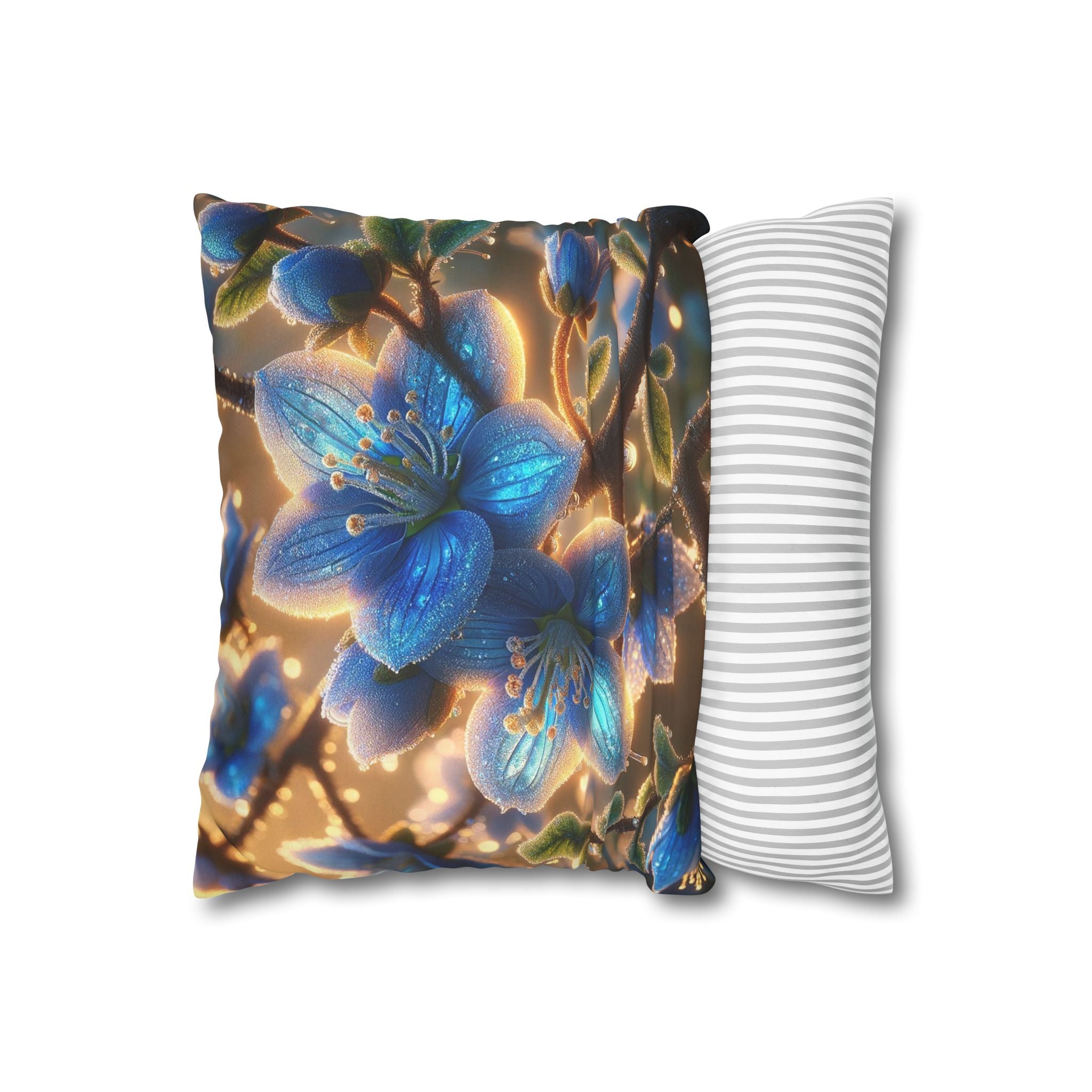 Large blue flowers  - Suede Square Pillowcase