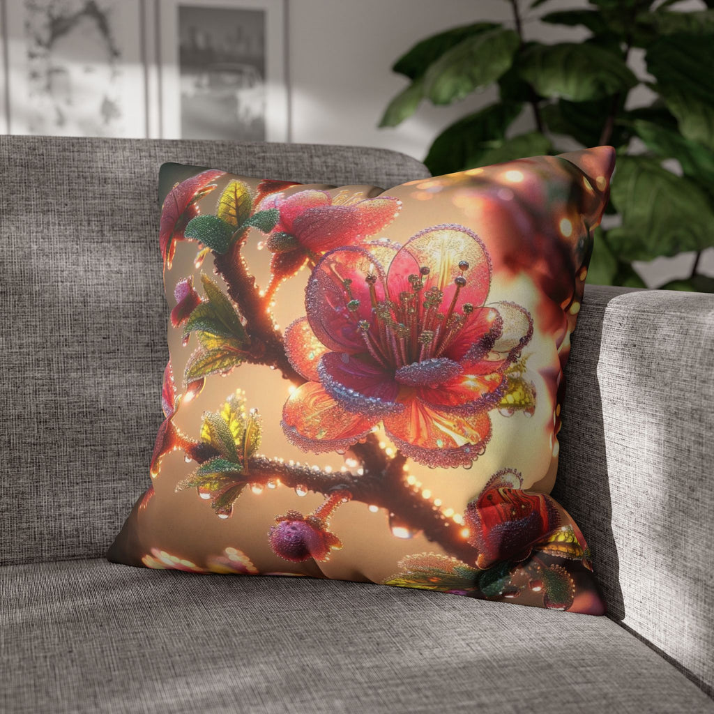 Large Pink flowers - Suede Square Pillowcase