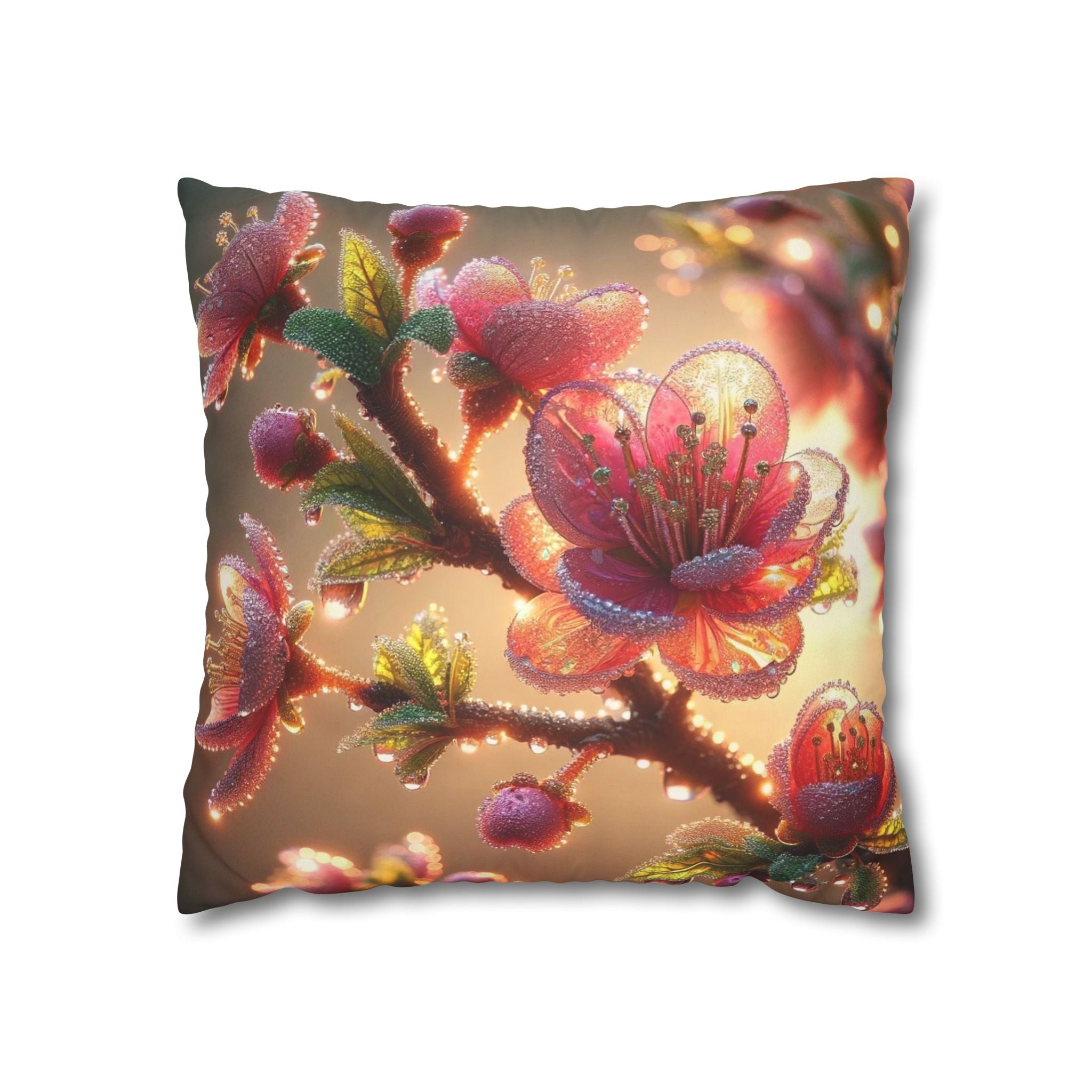 Large Pink flowers - Suede Square Pillowcase