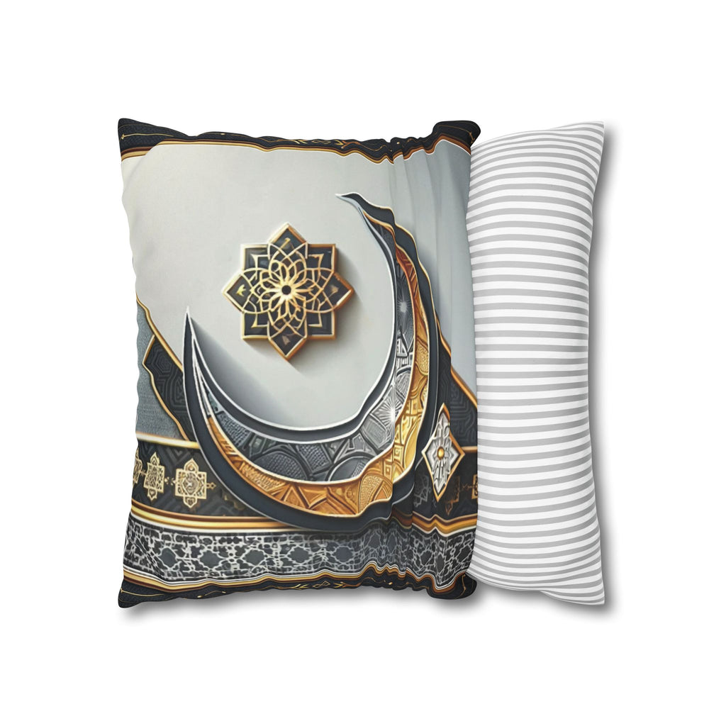 Islamic Art (gold & silver moon)) - Suede Square Pillowcase