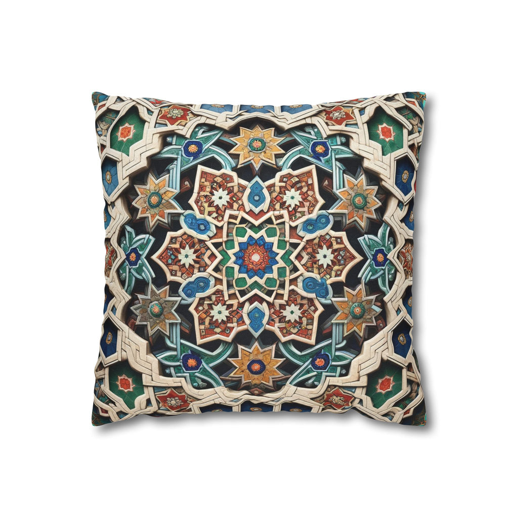Persian Art , orange-blue - Polyester Square Pillowcase