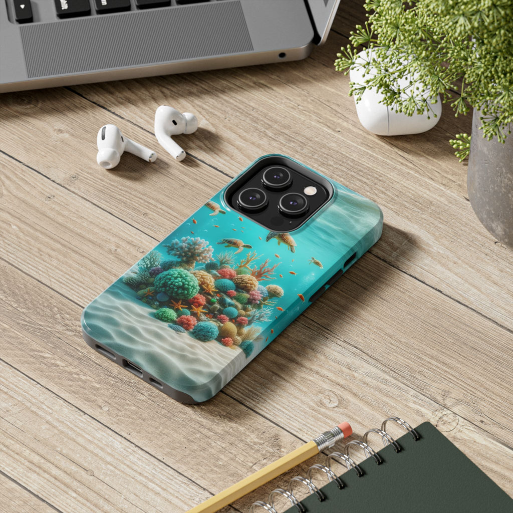 Phone Cases - Turtles on Coral Reef Design