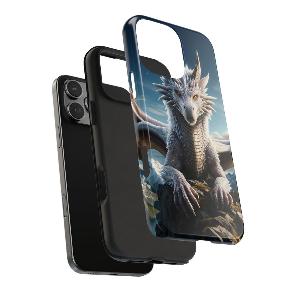 White dragon on a rock - Tough Phone Case