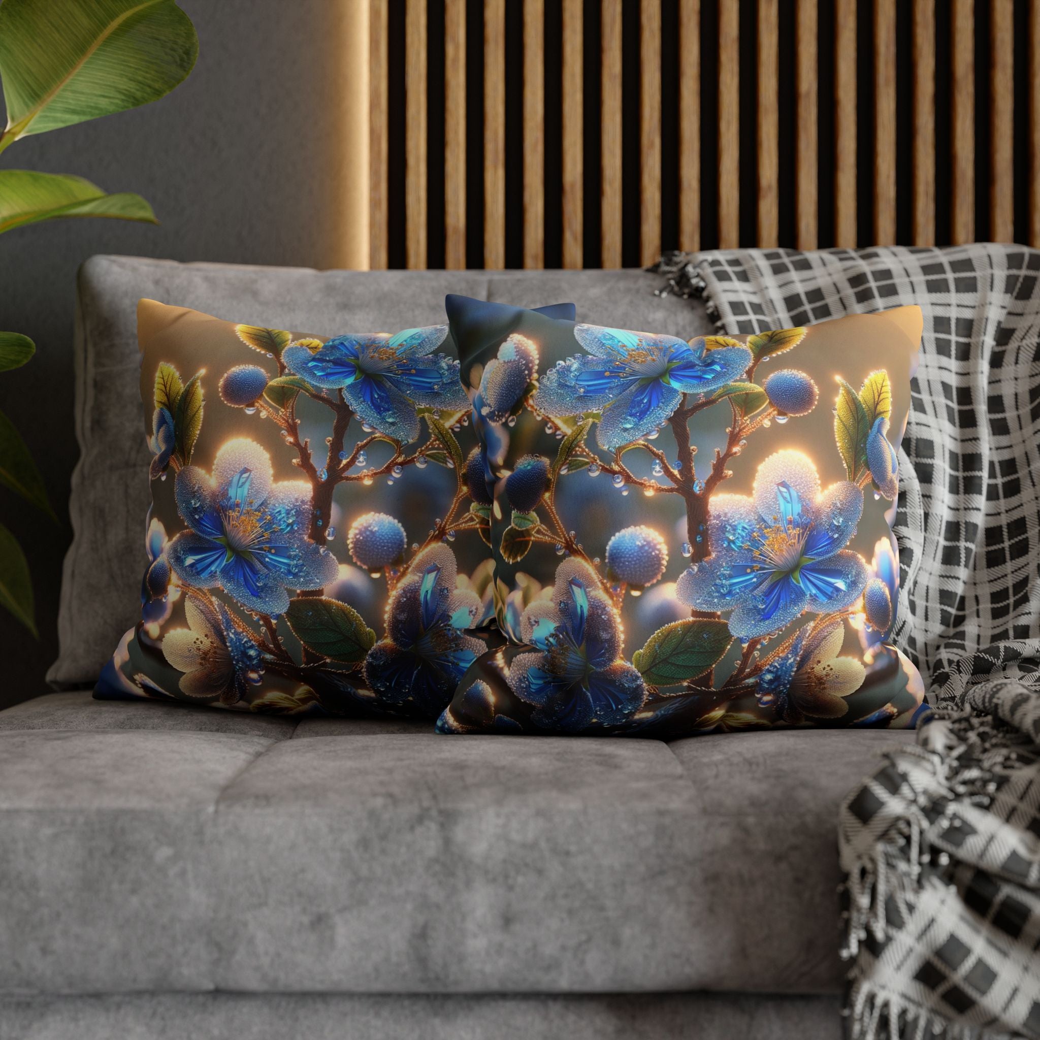 White-blue flowers - Suede Square Pillowcase