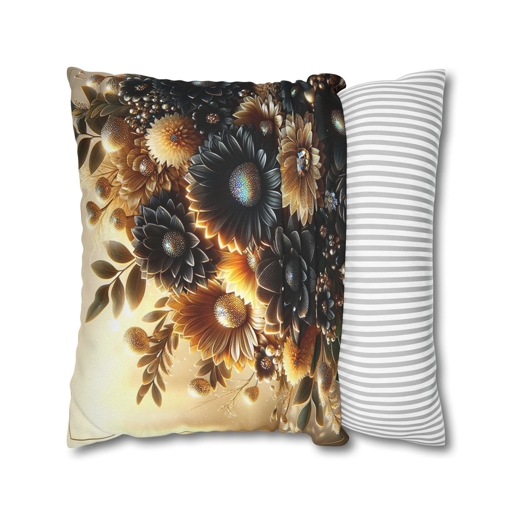 Black-golden Bouquet (2) - Polyester Square Pillowcase