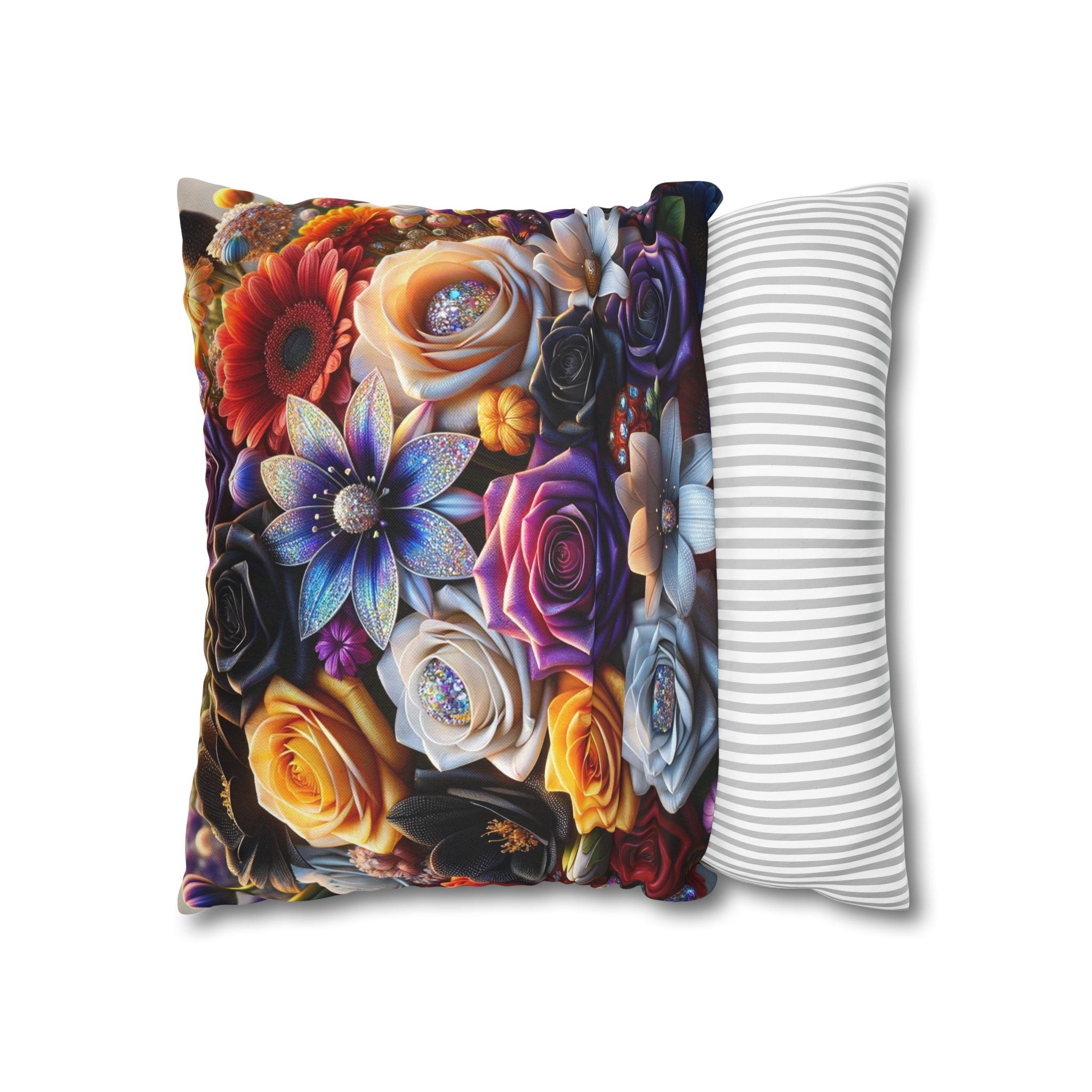 Colourful Bouquet (big flowers) - Polyester Square Pillowcase