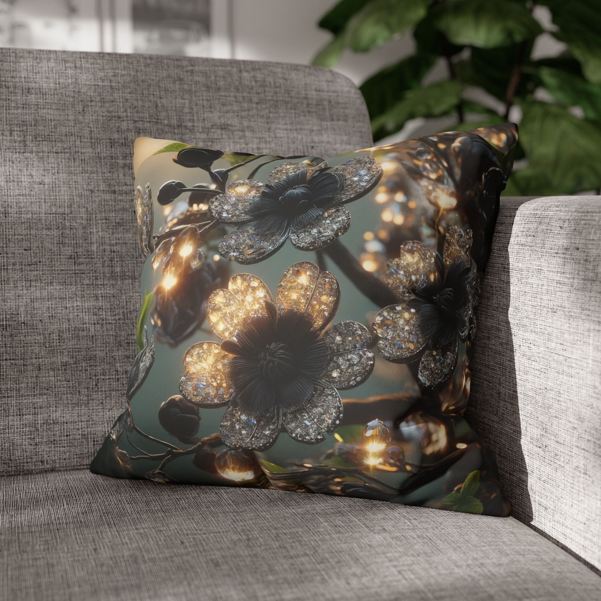 Shining diamond flowers - Suede Square Pillowcase