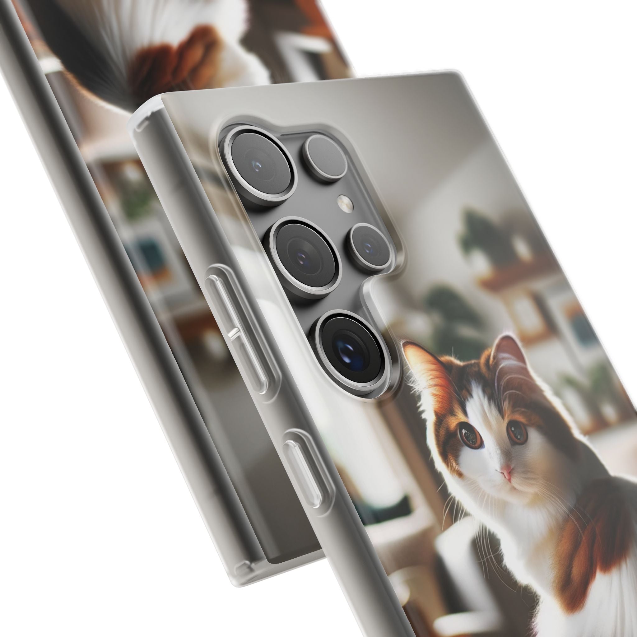 Curious, white-brown cat - Flexi Case (Samsung only)