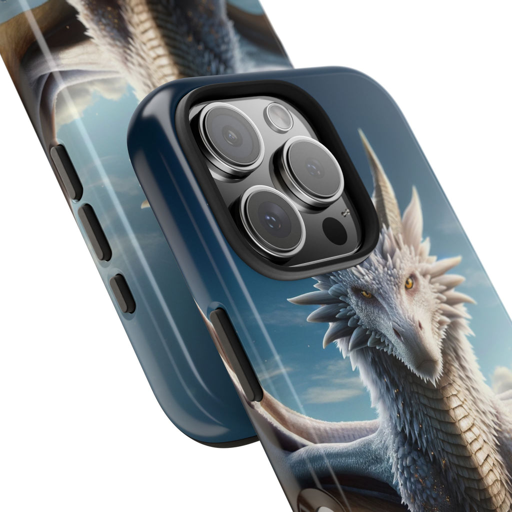 White dragon on a rock - Tough Phone Case