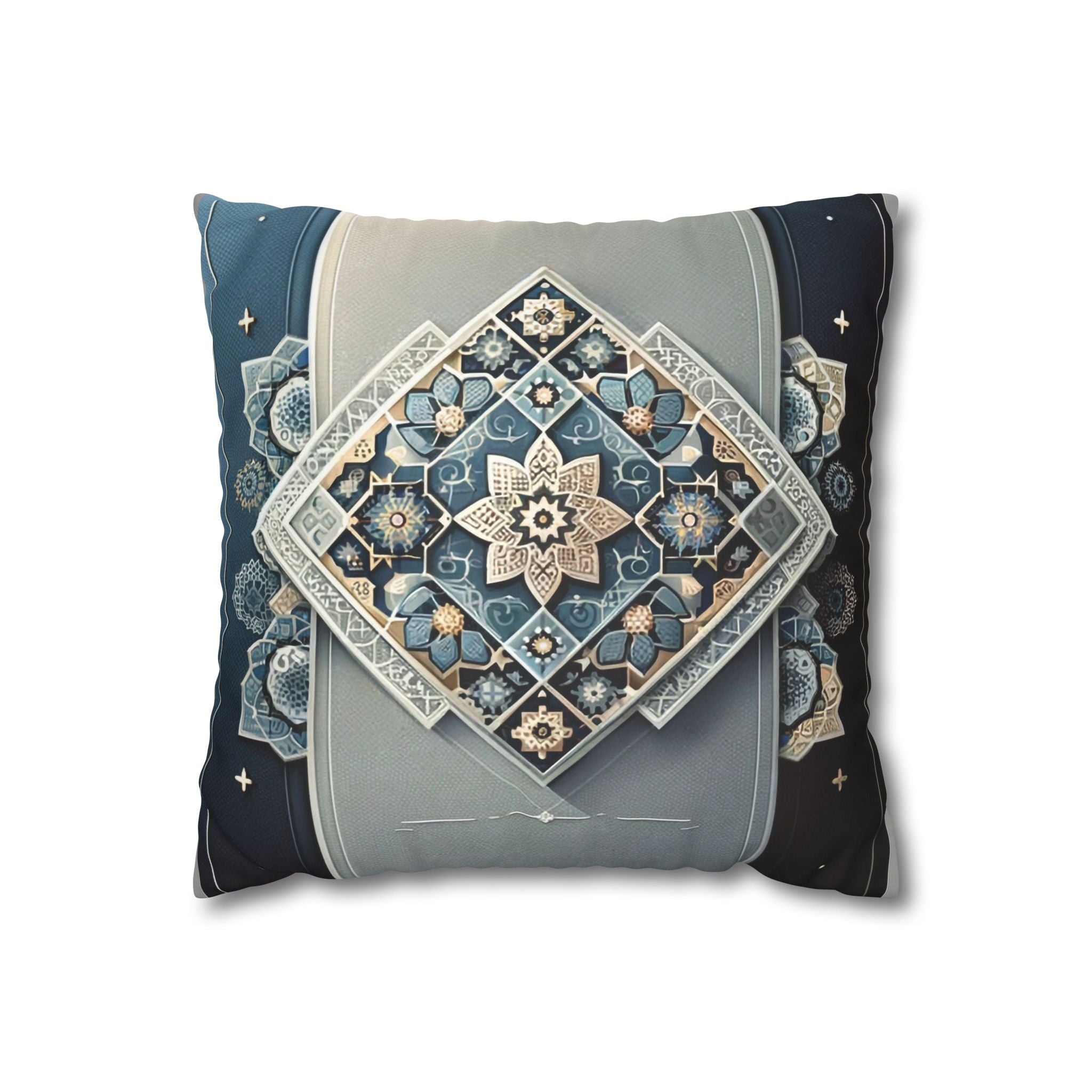Islamic Art (blue-grey) - Suede Square Pillowcase