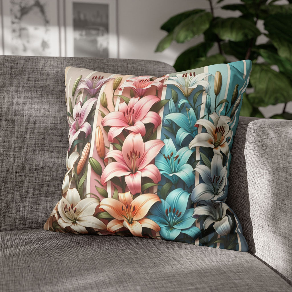Lilies (in columns) - Suede Square Pillowcase