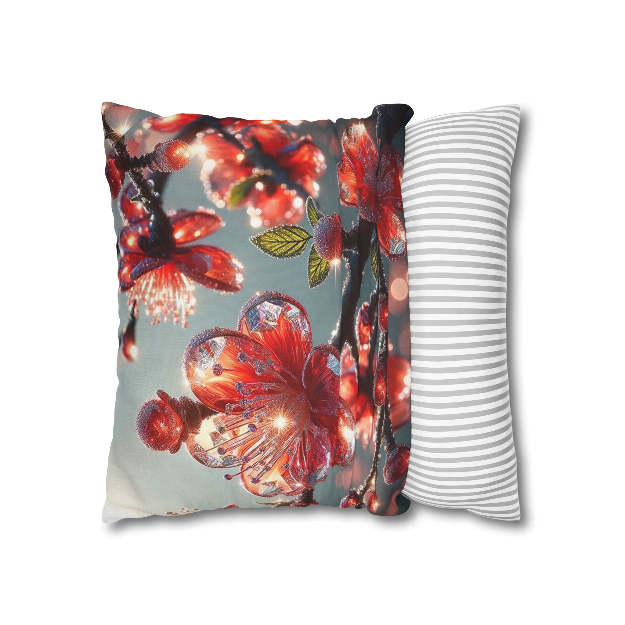Diamond-red flowers - Polyester Square Pillowcase