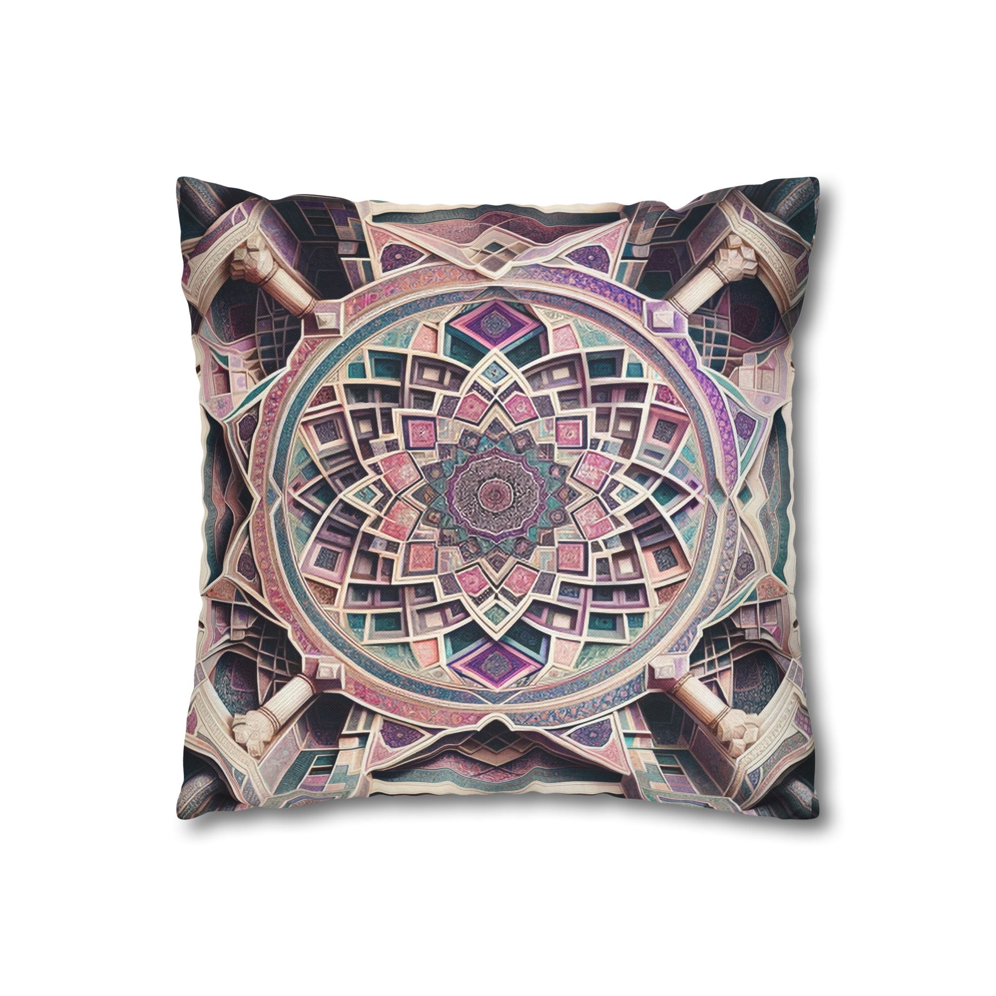 Persian art, grey-pink - Polyester Square Pillowcase