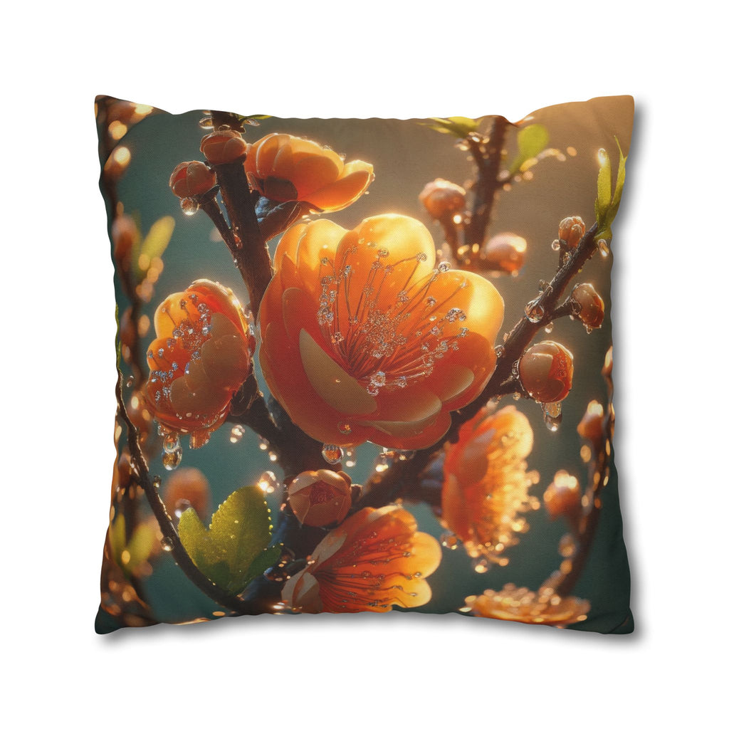 Orange-yellow diamond flowers - Polyester Square Pillowcase
