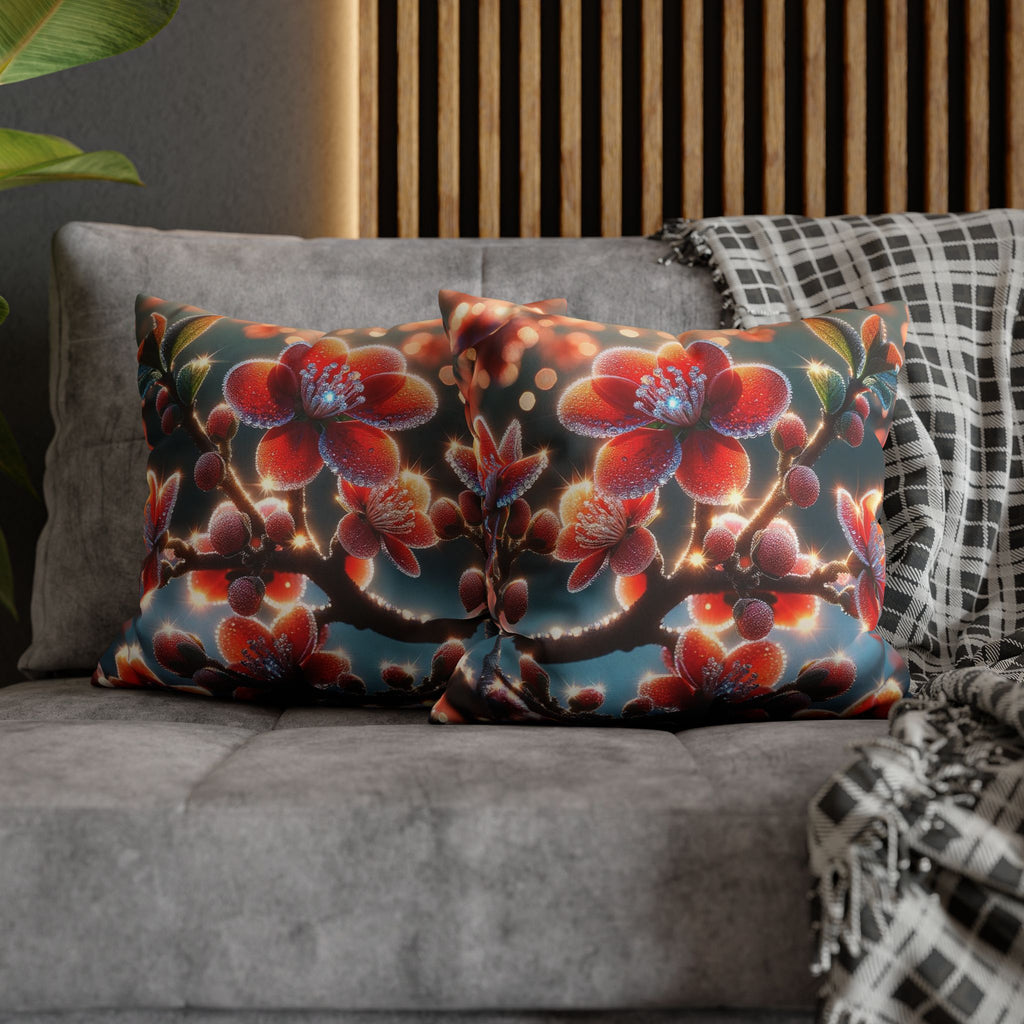 Red diamond flowers (in sun rise) - Suede Square Pillowcase