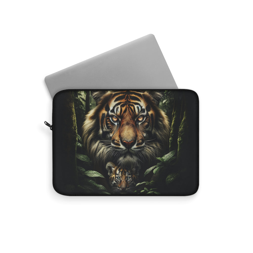 Tiger protecting her kitten - Laptop Sleeve