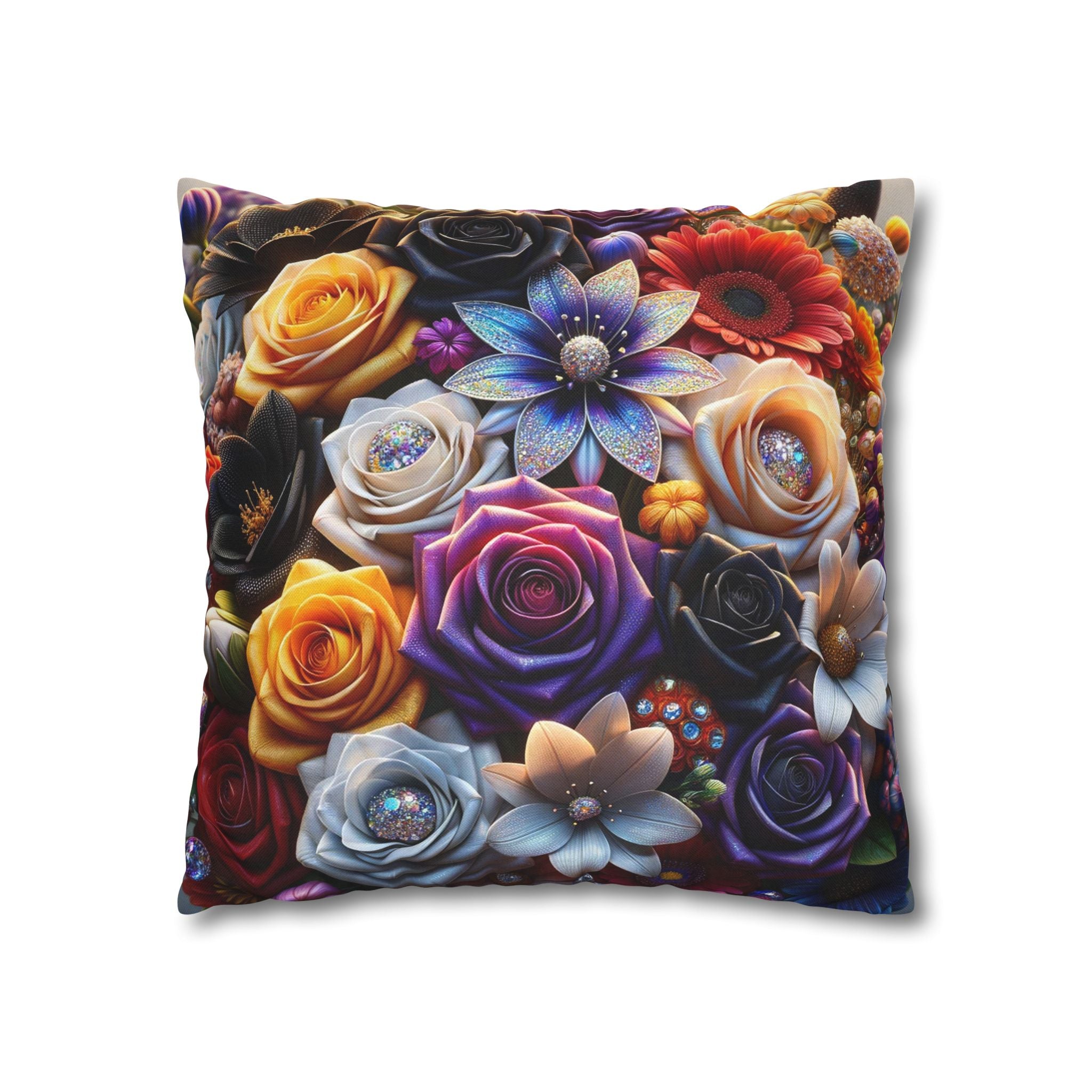 Colourful Bouquet (big flowers) - Polyester Square Pillowcase