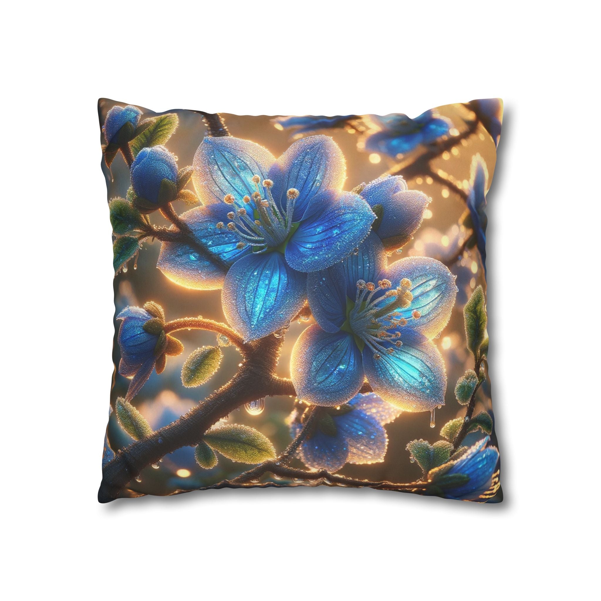 Large blue flowers  - Suede Square Pillowcase