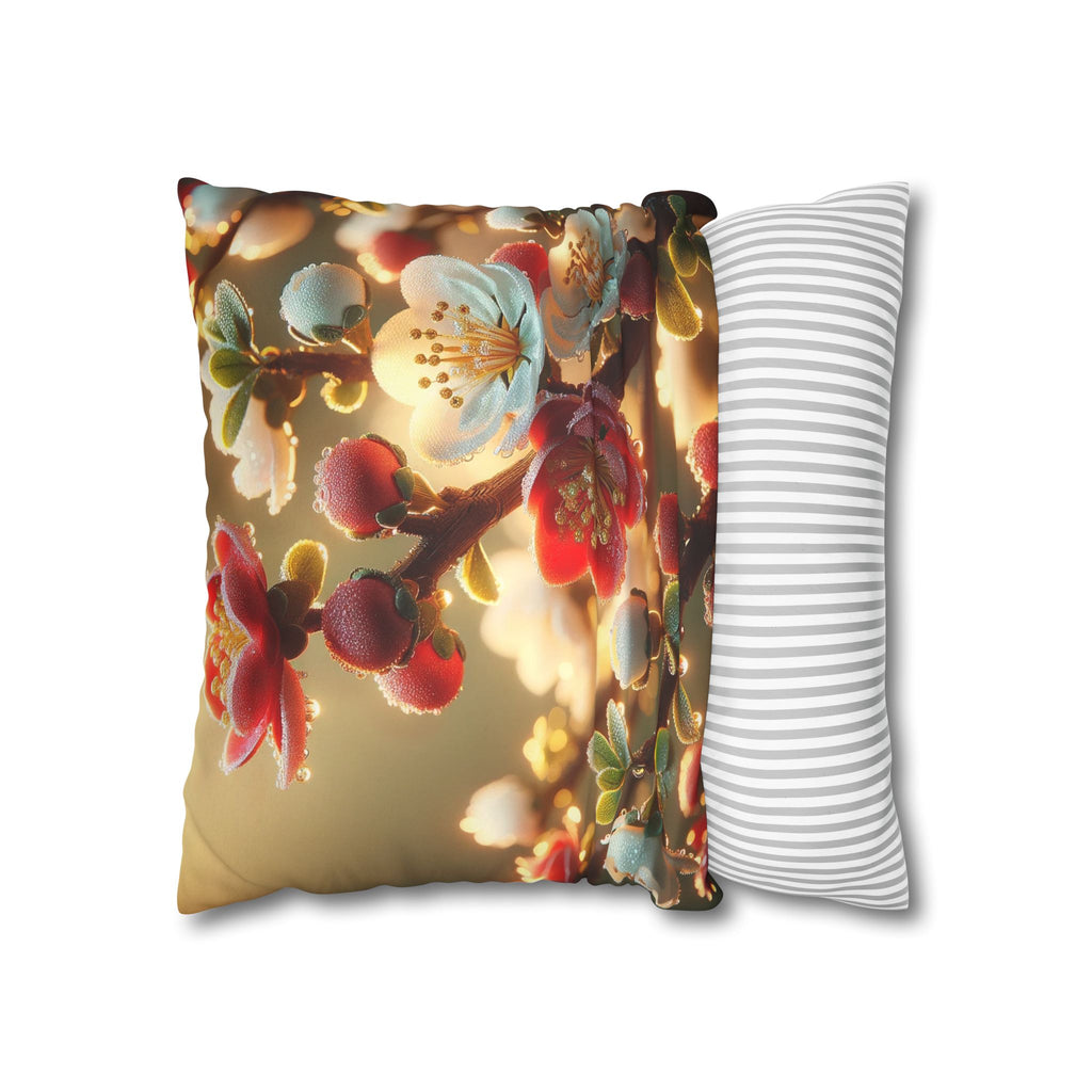 Red and white flowers - Suede Square Pillowcase