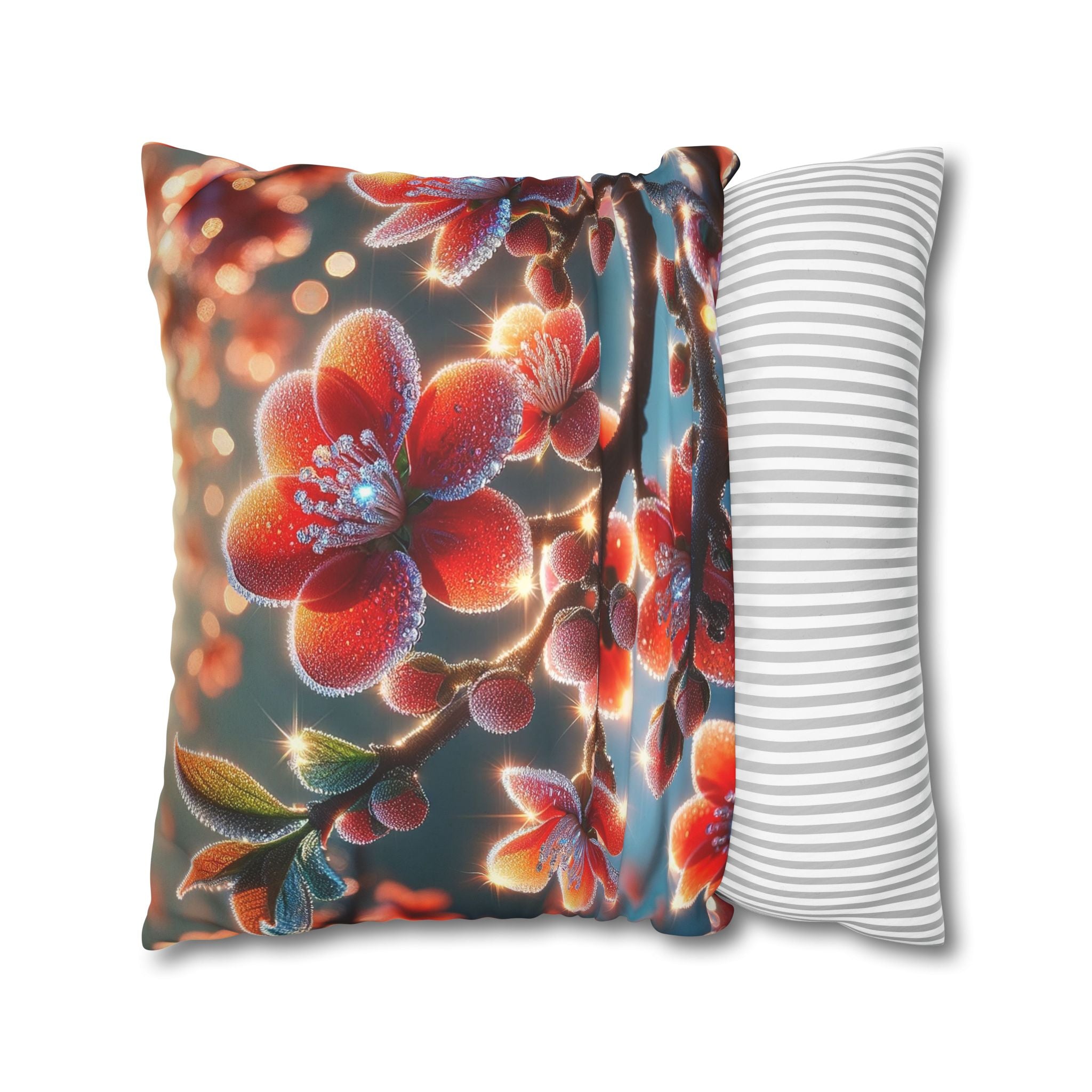 Red diamond flowers (in sun rise) - Suede Square Pillowcase