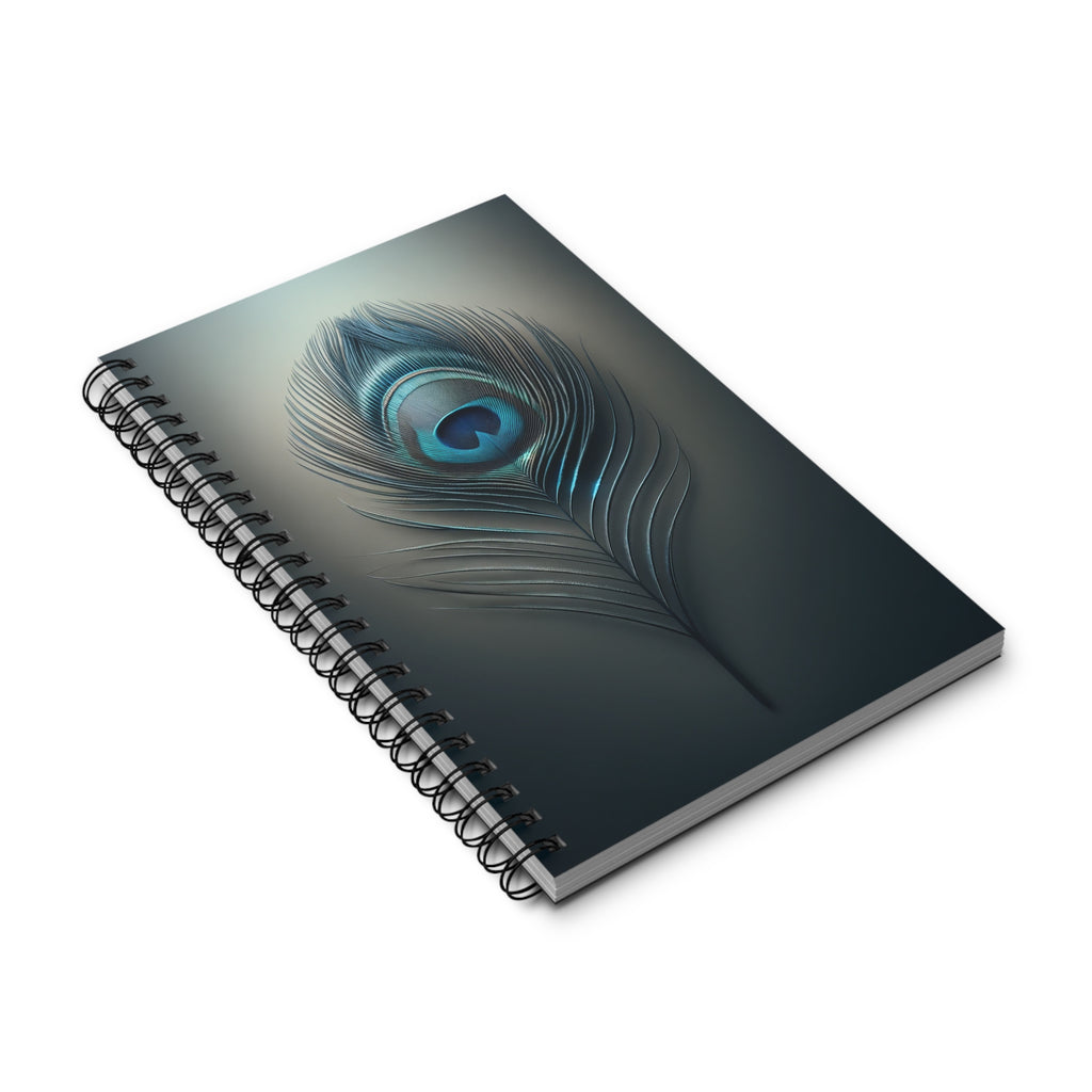 Fantasy Peacock Feather Blue-Silver (2) - Spiral Journal