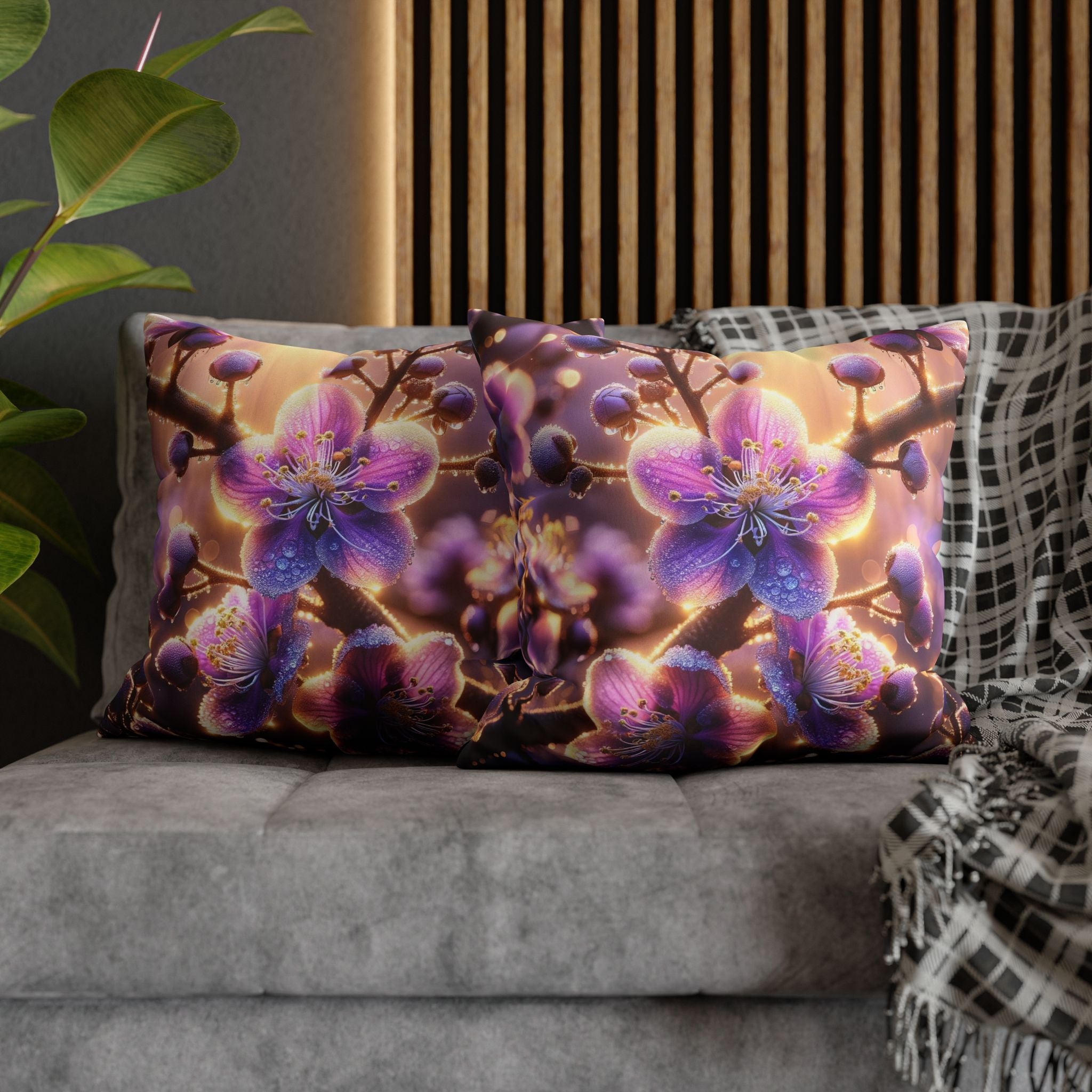 Lavender coloured flowers - Suede Square Pillowcase
