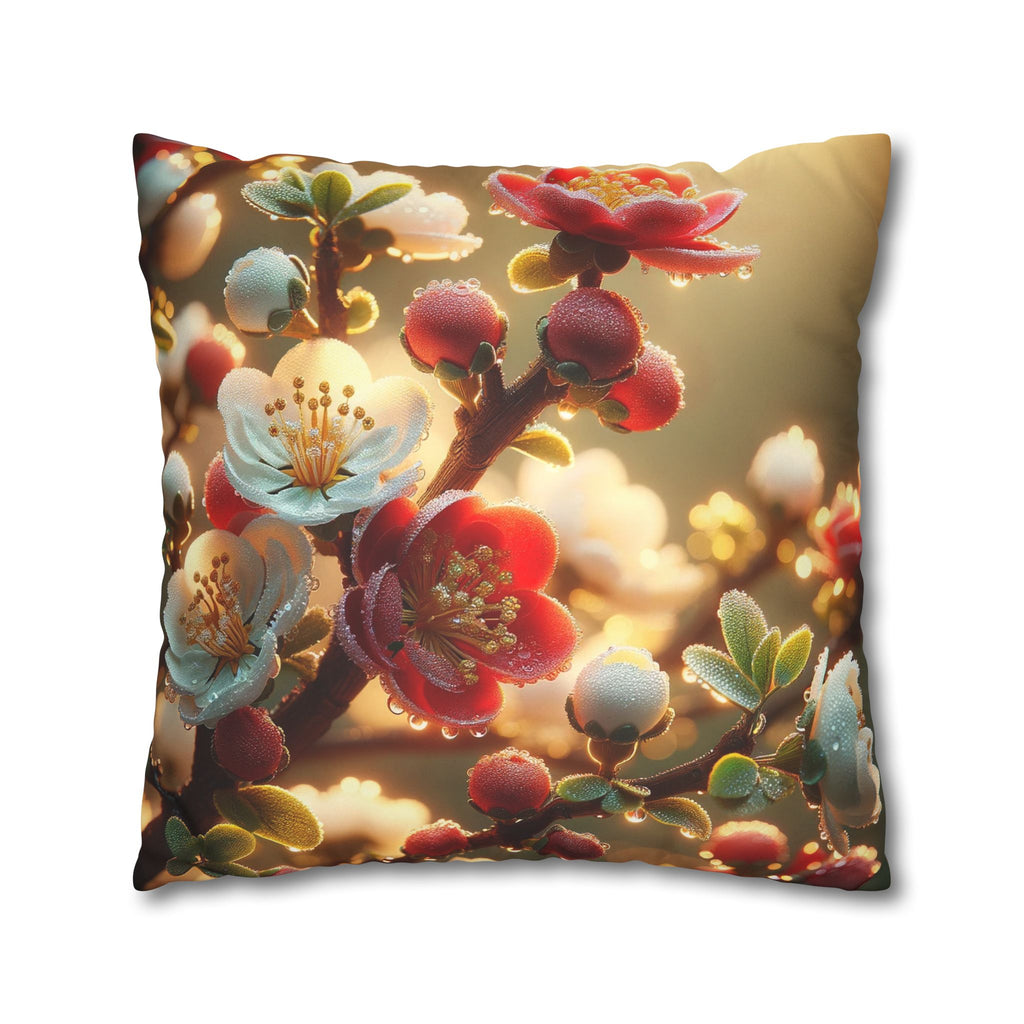 Red and white flowers - Suede Square Pillowcase