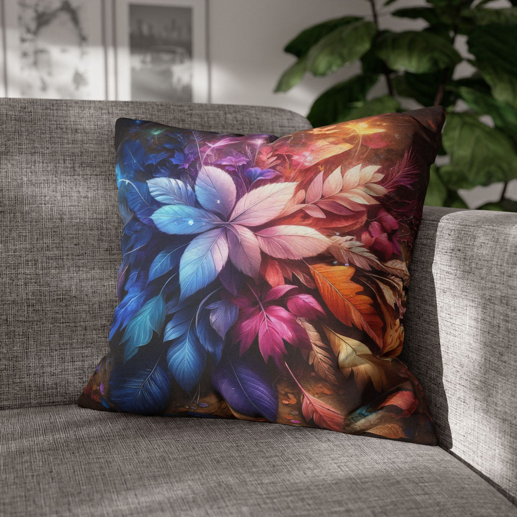 Pastel coloured magical Leaves - Polyester Square Pillowcase