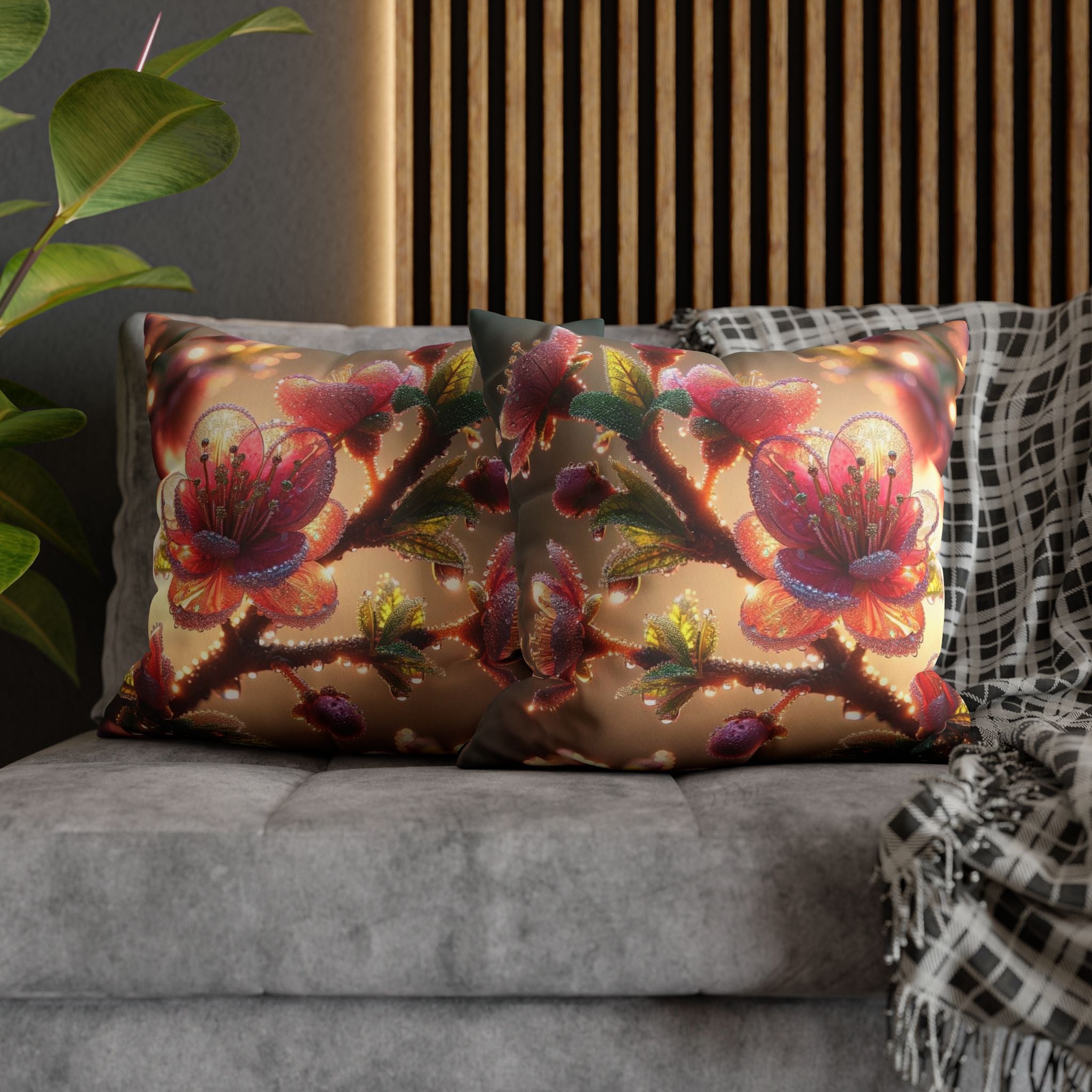 Large Pink flowers - Suede Square Pillowcase