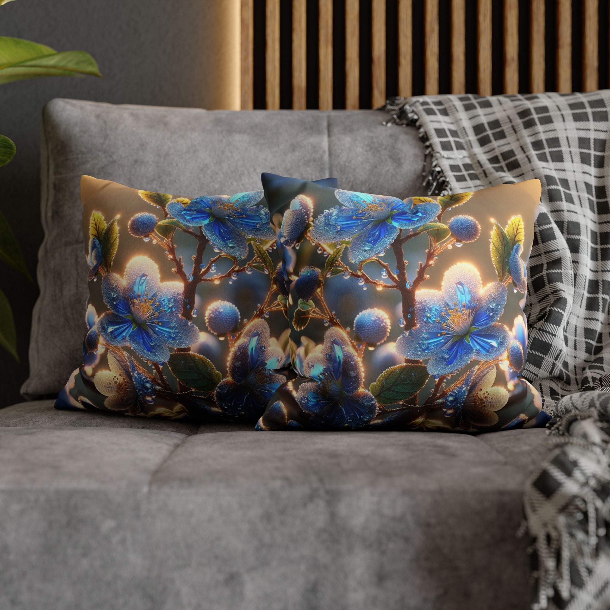 White-blue flowers - Suede Square Pillowcase