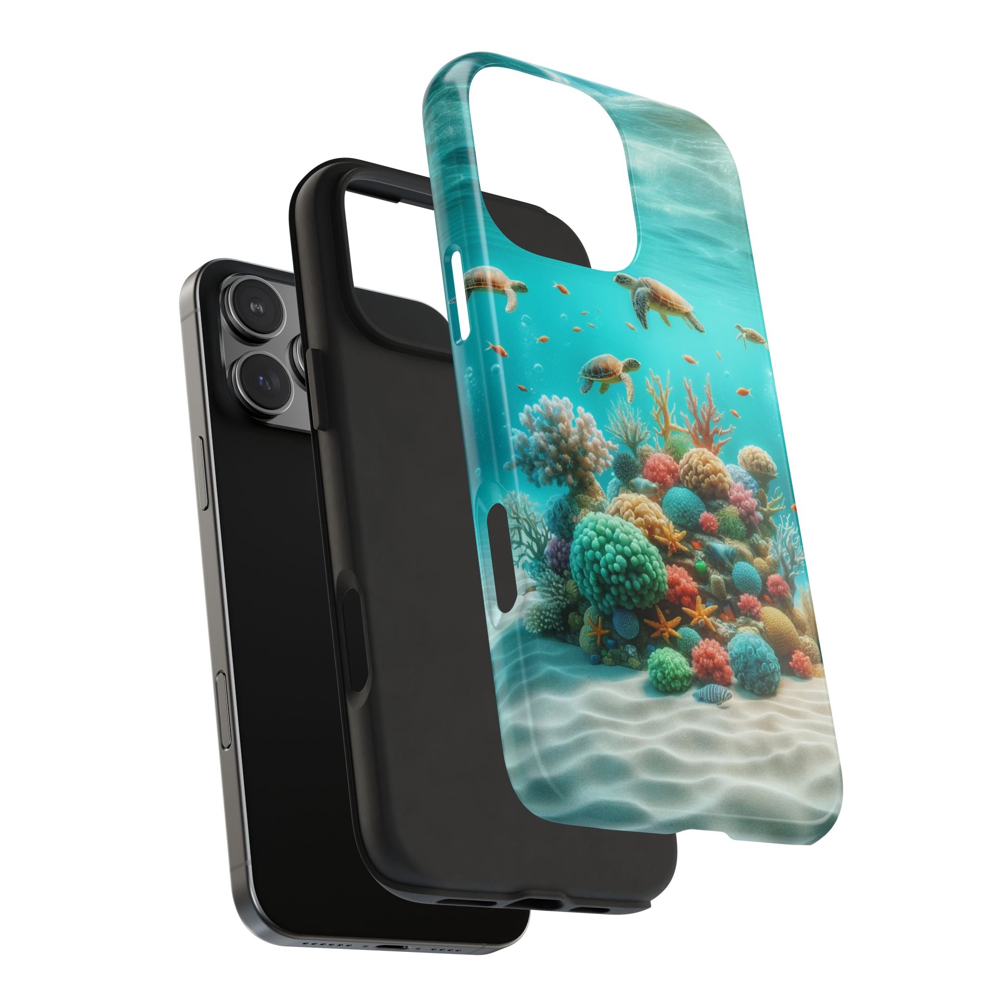 Phone Cases - Turtles on Coral Reef Design