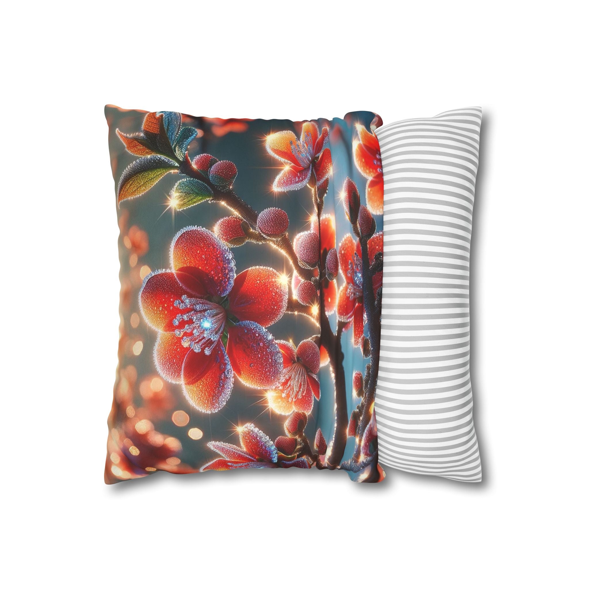 Red diamond flowers (in sun rise) - Suede Square Pillowcase