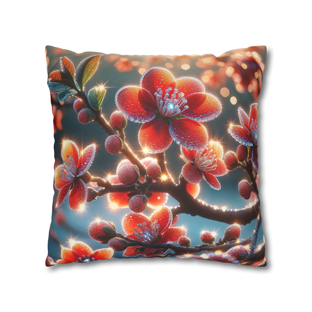 Red diamond flowers (in sun rise) - Suede Square Pillowcase