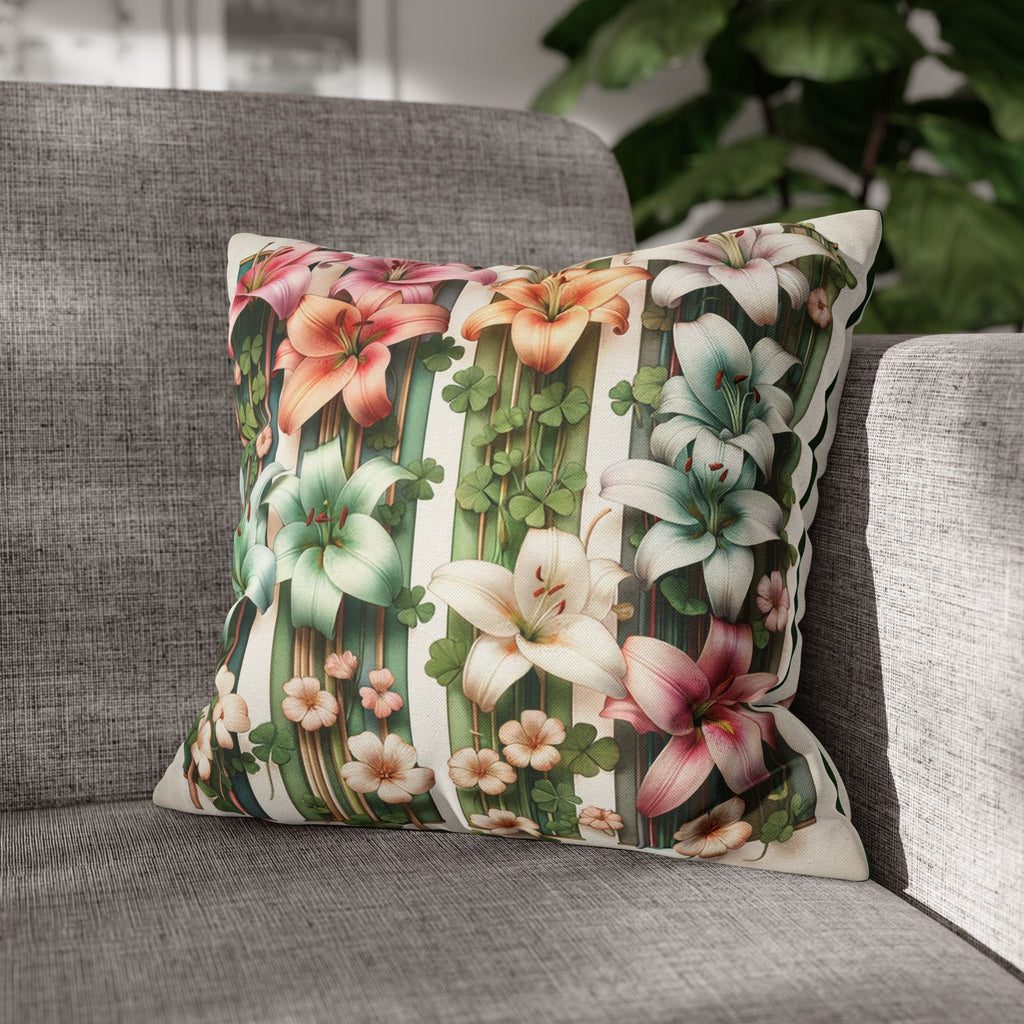 Lilies with little leaves - Polyester Square Pillowcase