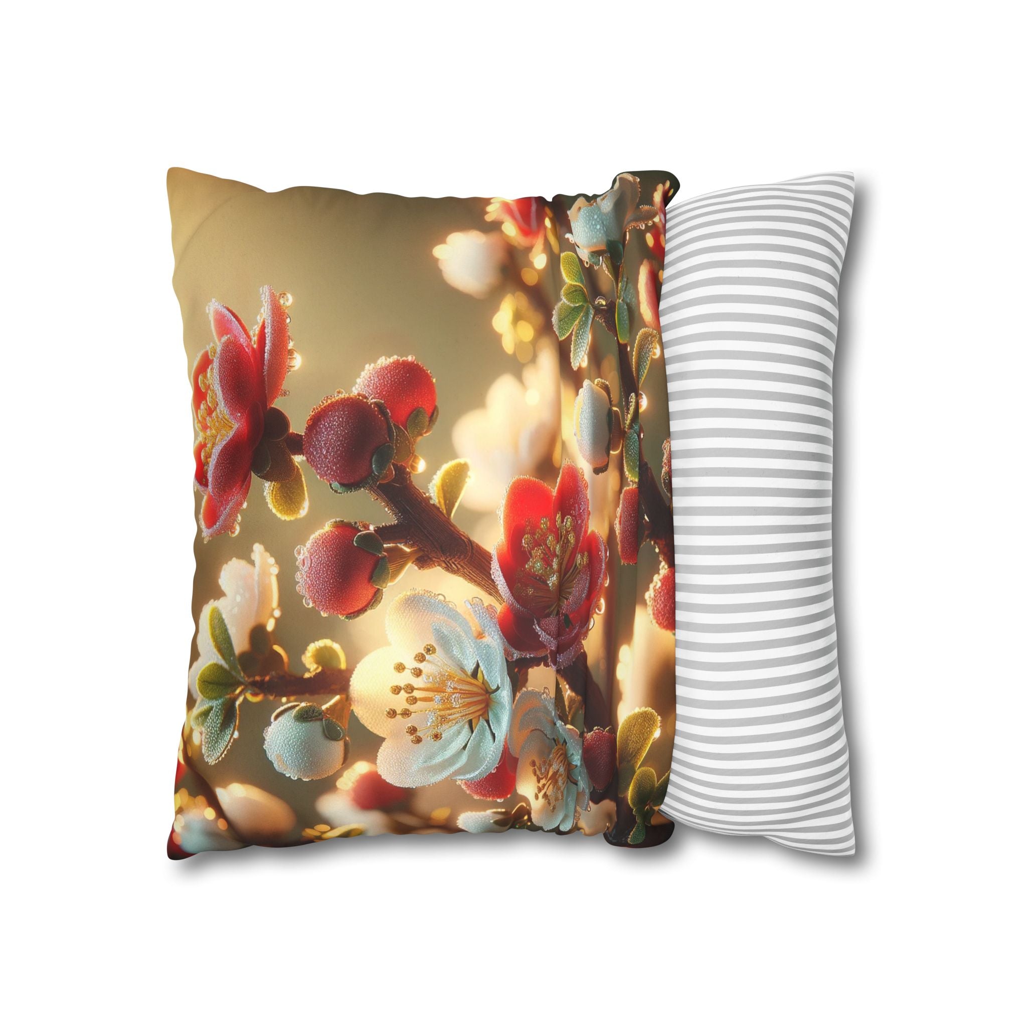 Red and white flowers - Suede Square Pillowcase